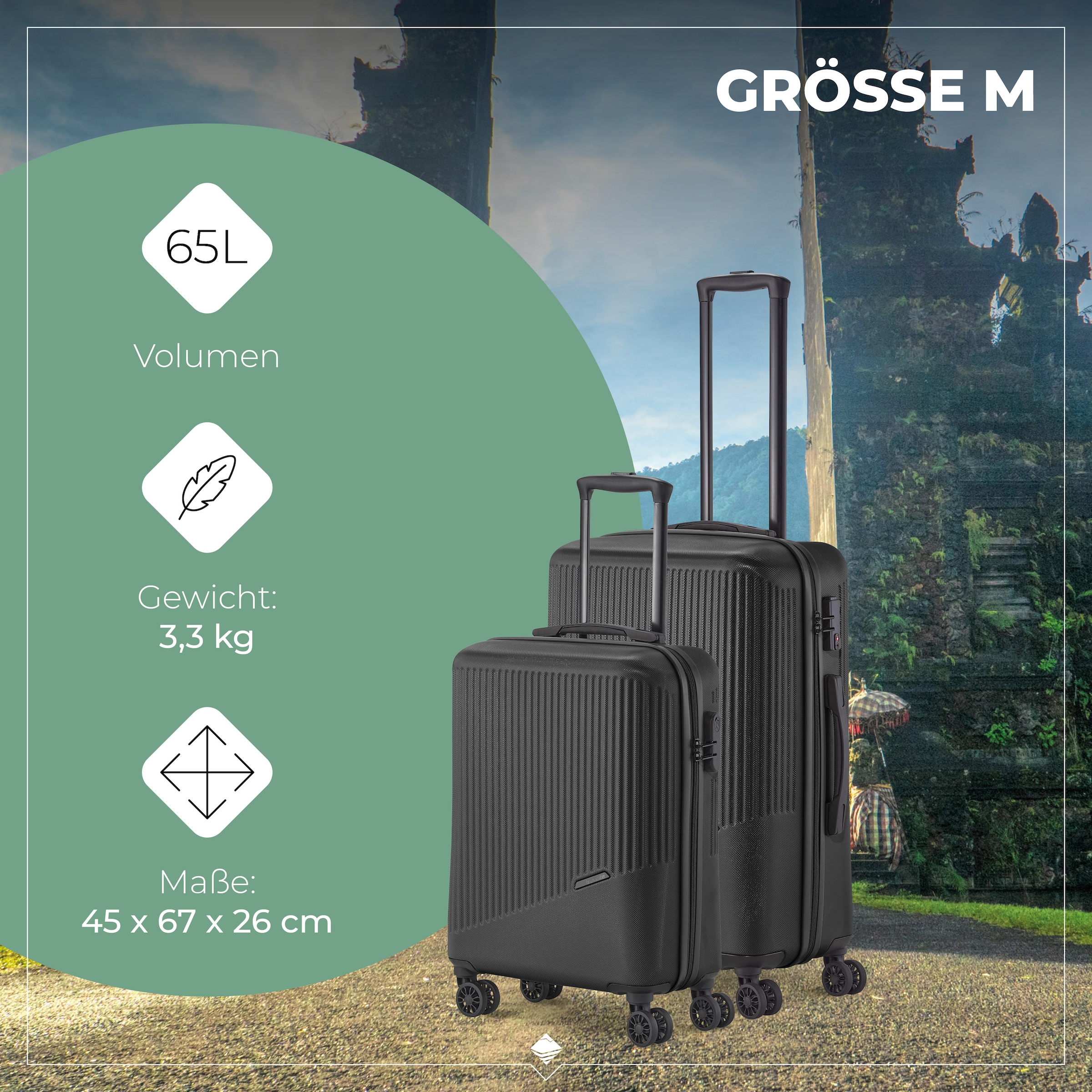 travelite Trolleyset »BALI 3-teilig Hartschale« TSA-Schloss – robustes Reisegepäck
