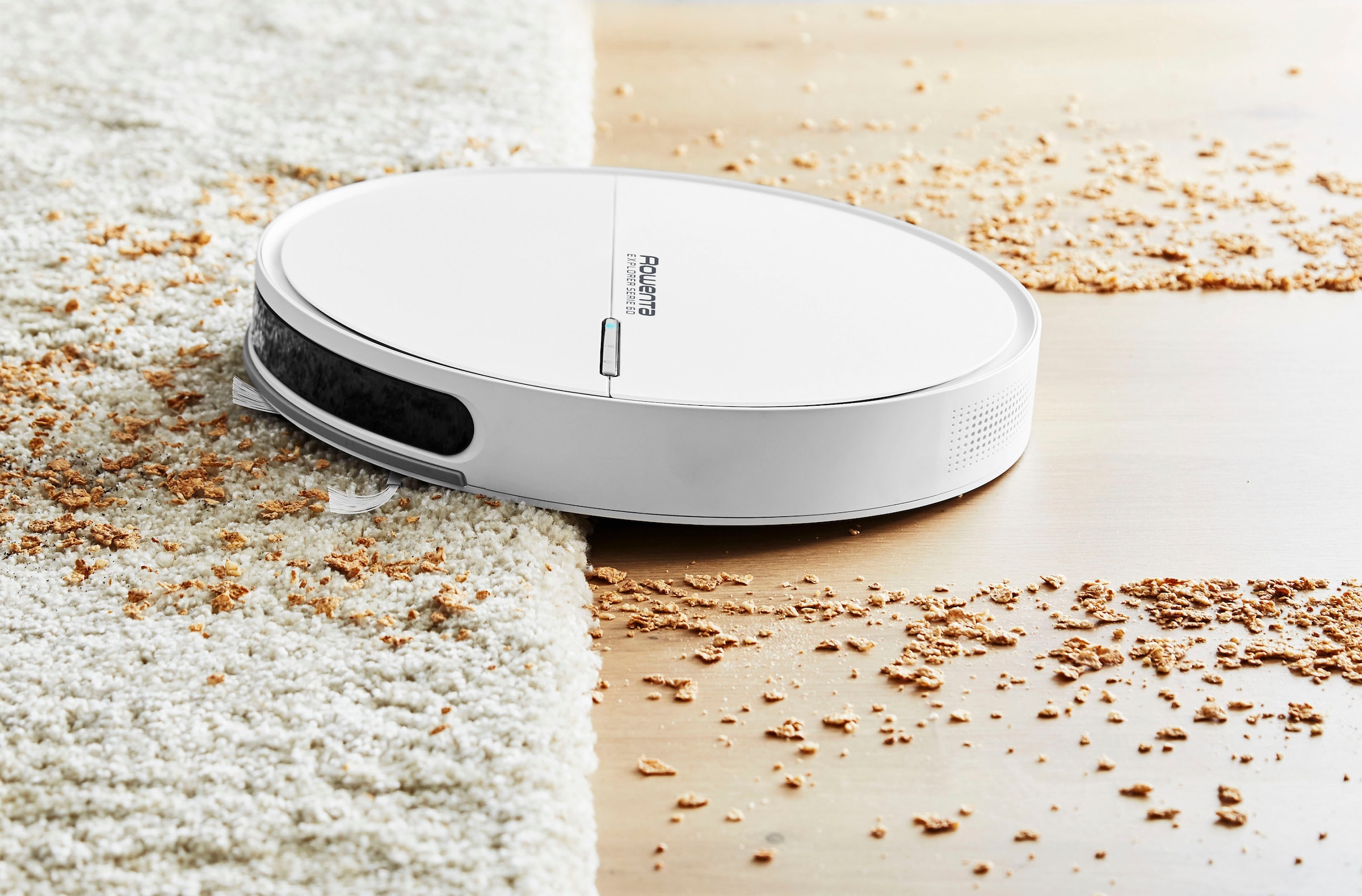 Rowenta Nass-Trocken-Saugroboter »X-Plorer Serie 60, nur 6cm hoch, zentrale Bürste, 2 in 1 Reinigung,«, Steuerung per App, Sprachsteuerung, Saugen & Wischen auf 90m², RR7447