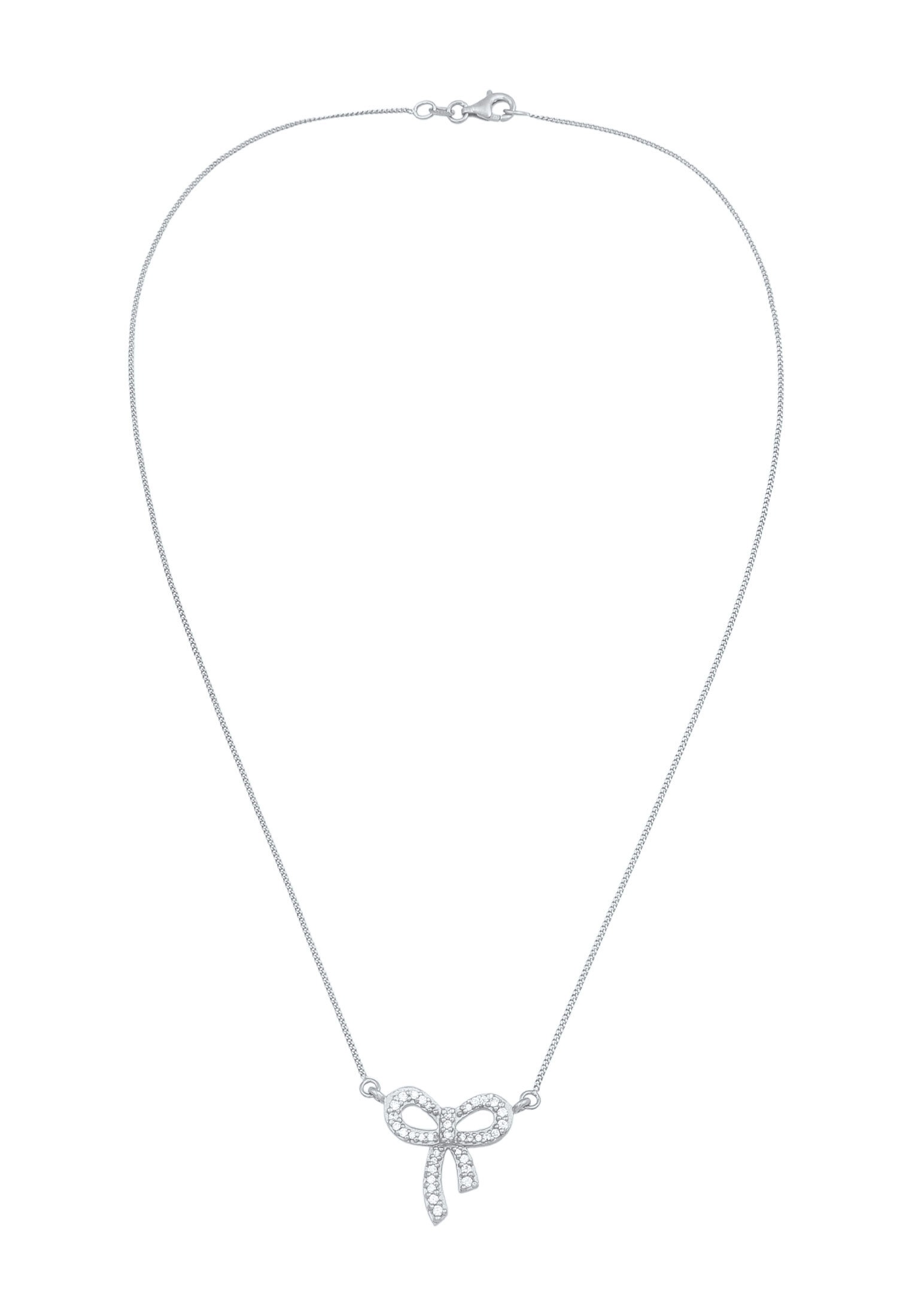 Elli Silberkette »Halskette Schleife Zirkonia Weiß 925 Sterling Silber«