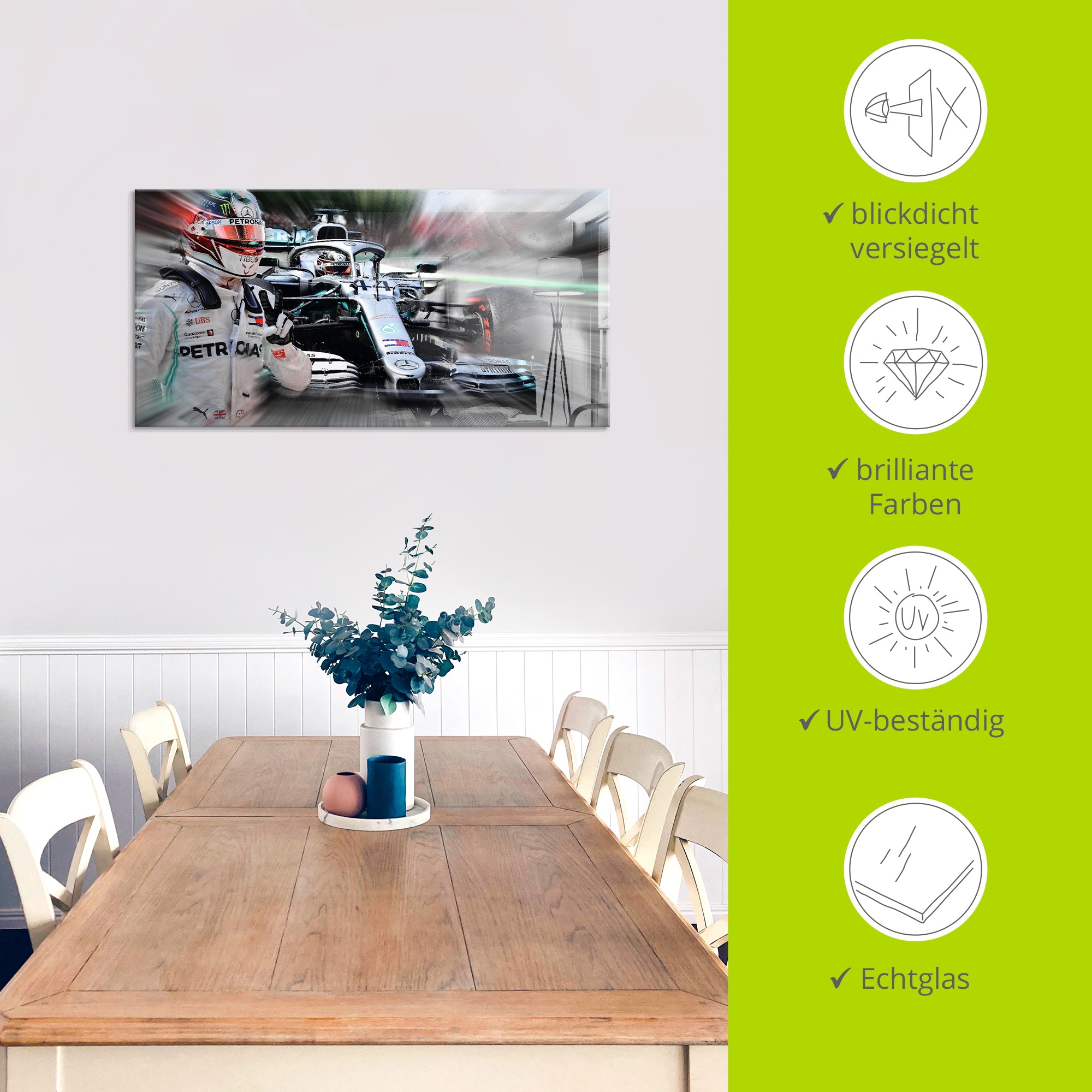 Artland Glasbild »Weltmeister Sir Lewis Hamilton« Funsport 1 Stk. tlg. in verschiedenen Größen