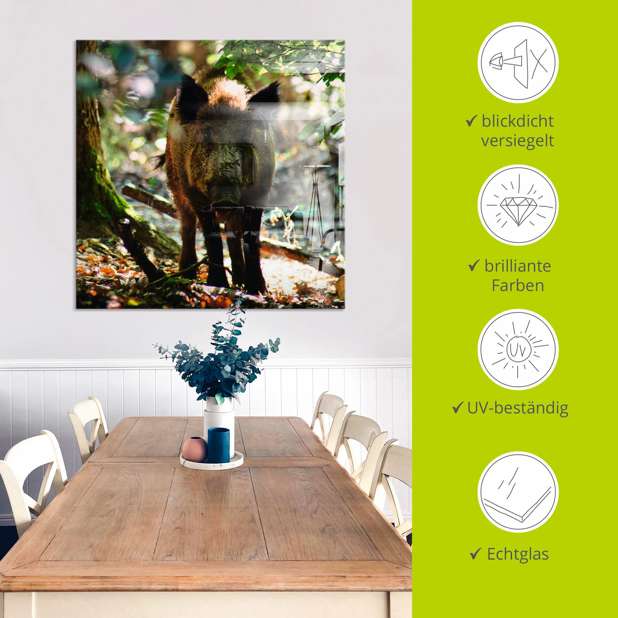 Artland Glasbild »Wildschwein«, Wildtiere, (1 St.), in verschiedenen Größen