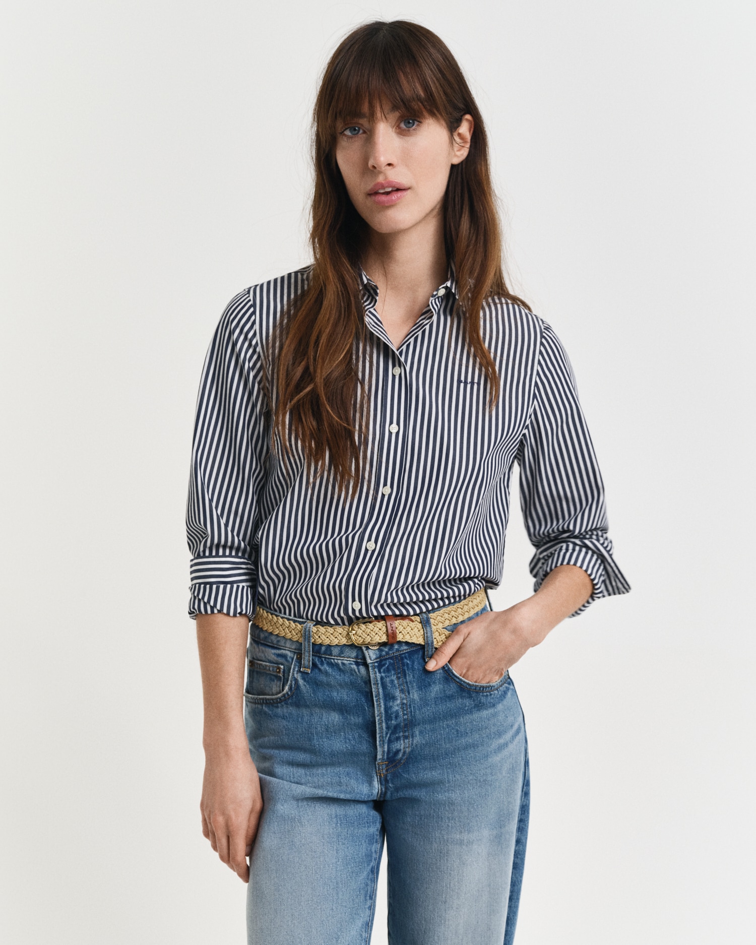 Gant Hemdbluse »REG POPLIN STRIPED SHIRT«, mit einer kleinen Logostickerei auf der Brust