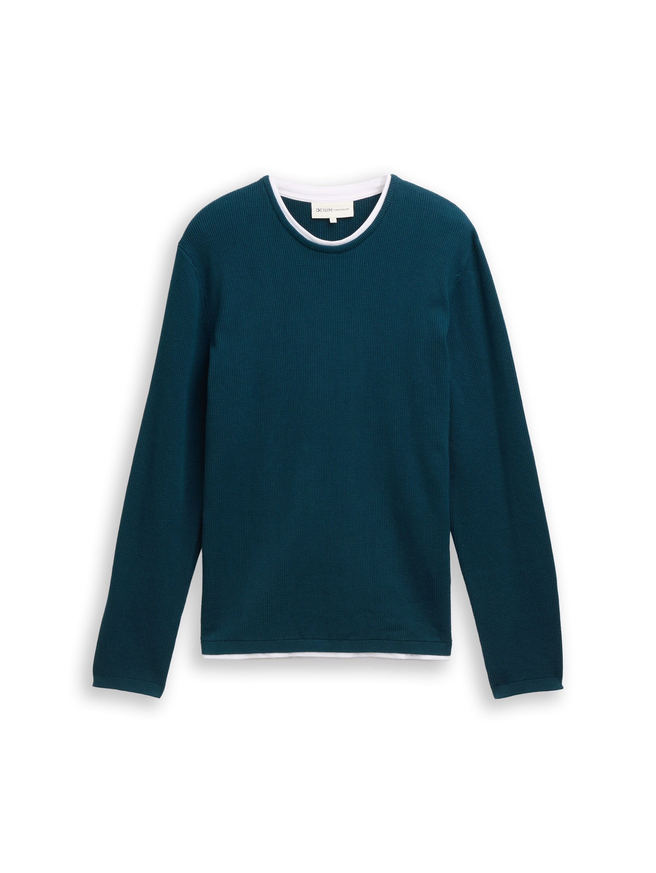 TOM TAILOR Denim Strickpullover, mit 2-in-1 Ausschnitt