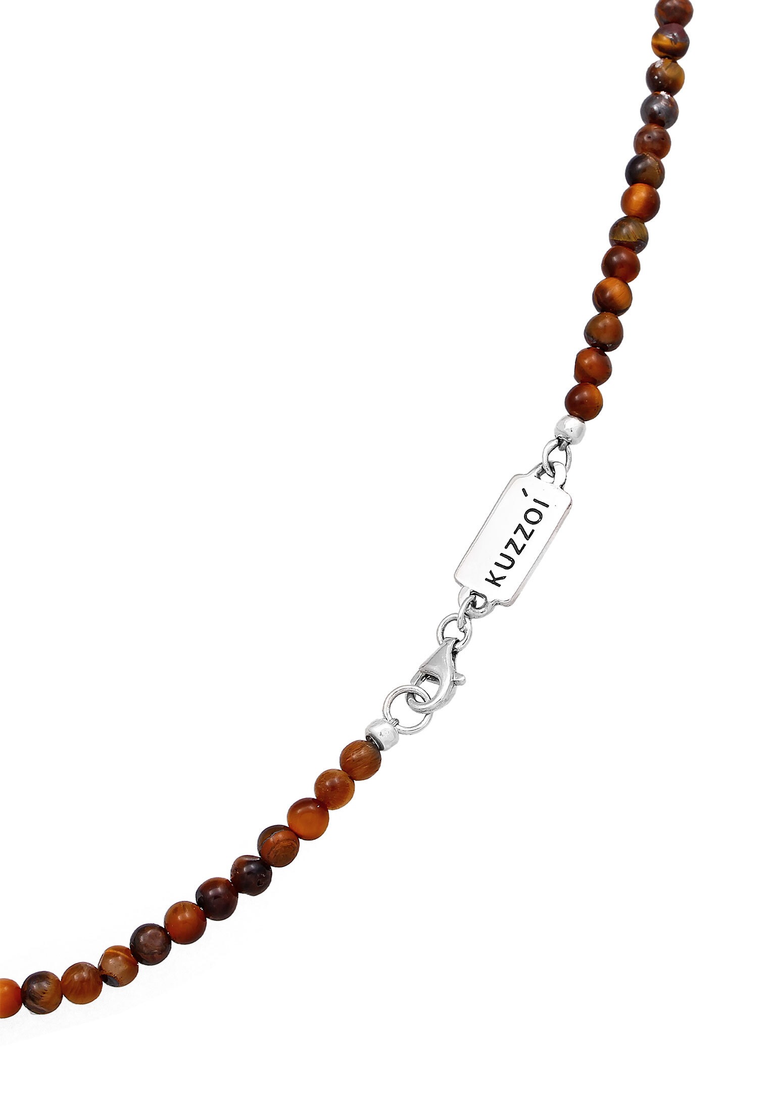 Kuzzoi Lange Kette »Halskette Tigerauge Perlen Bead Barren 925 Silber«