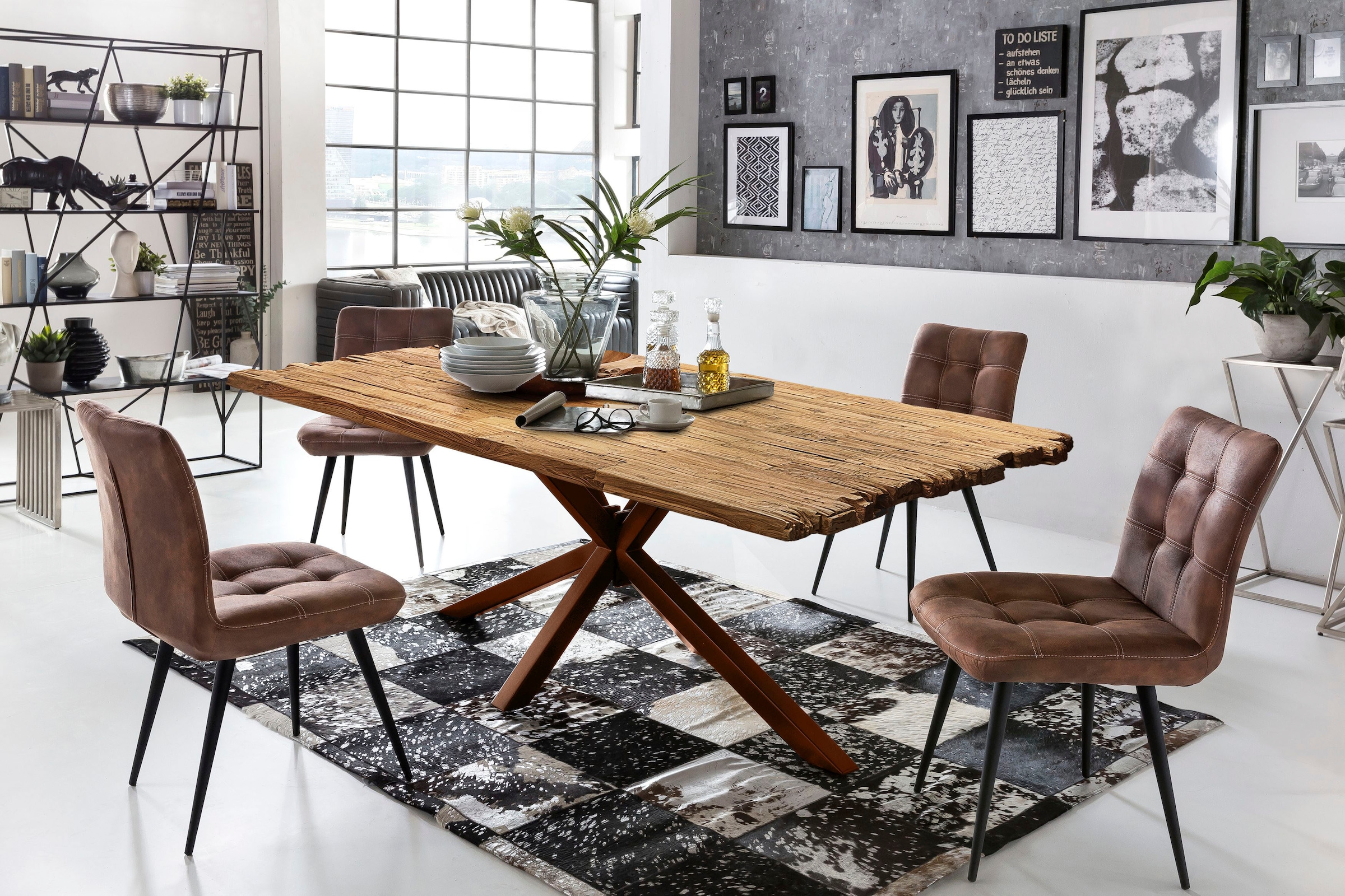 SIT Esstisch, Platte aus recyceltem Teak