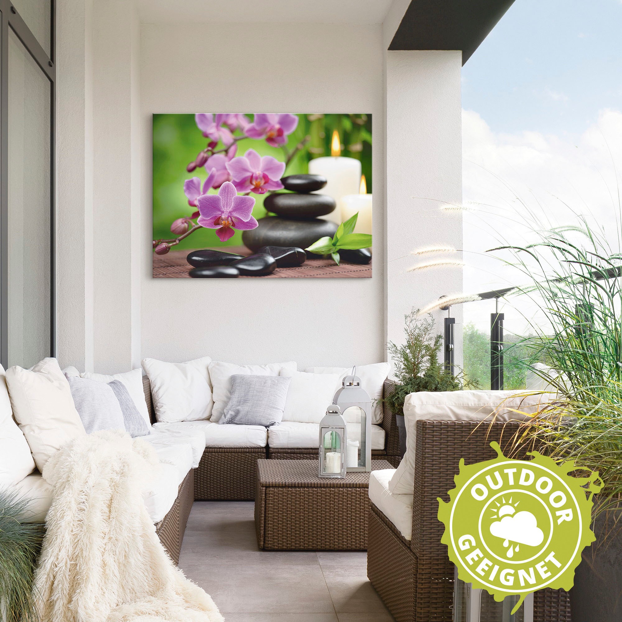 Artland Wandbild »Zen Basaltsteine und Bambus auf Holz«, Zen, (1 St.), als Alubild, Outdoorbild, Leinwandbild, Poster, Wandaufkleber