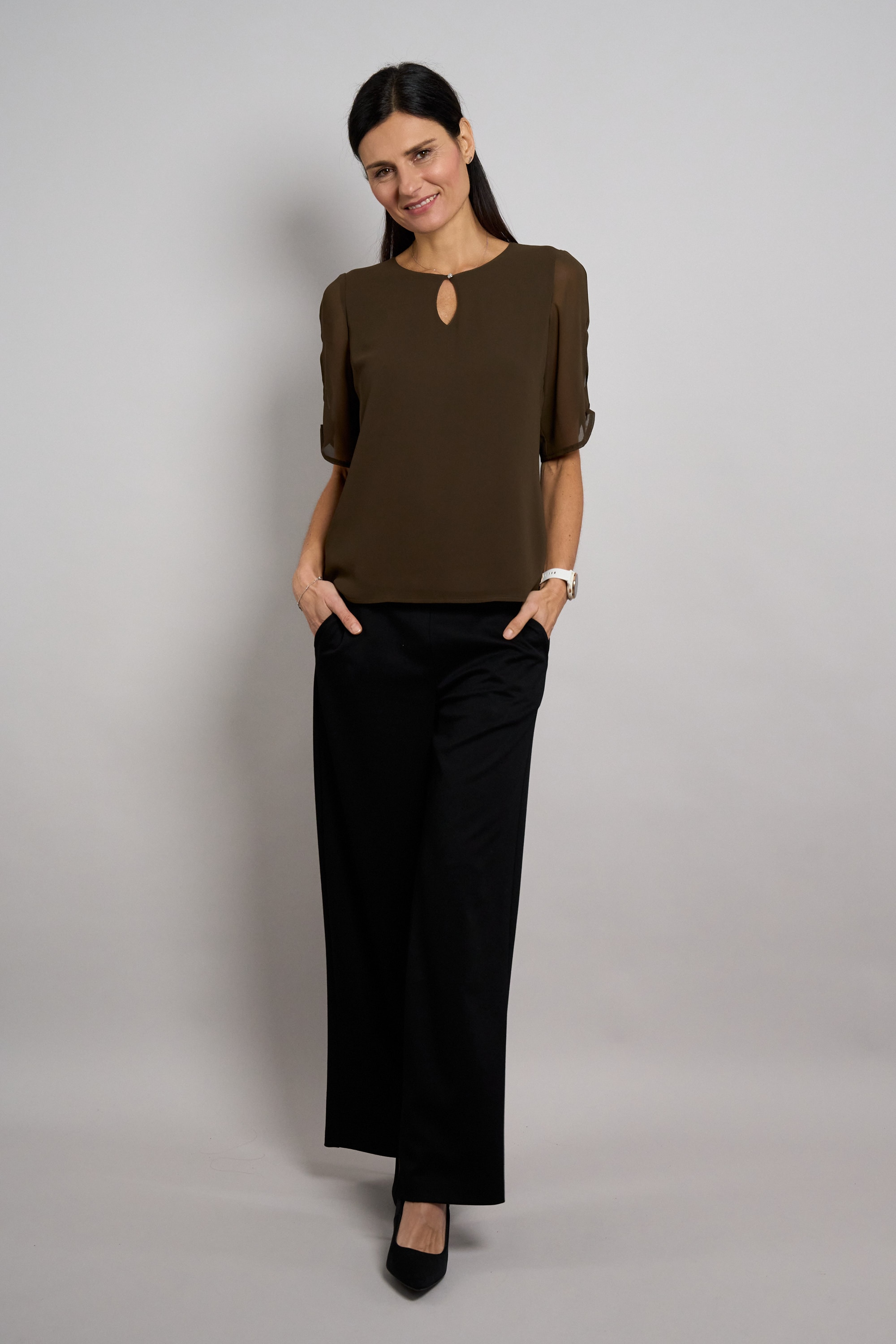 Seidel Moden Chiffonbluse »Otto exclusiv« Halbarm mit Cut-Out-Detail und Glitzerstein - MADE IN GERMANY