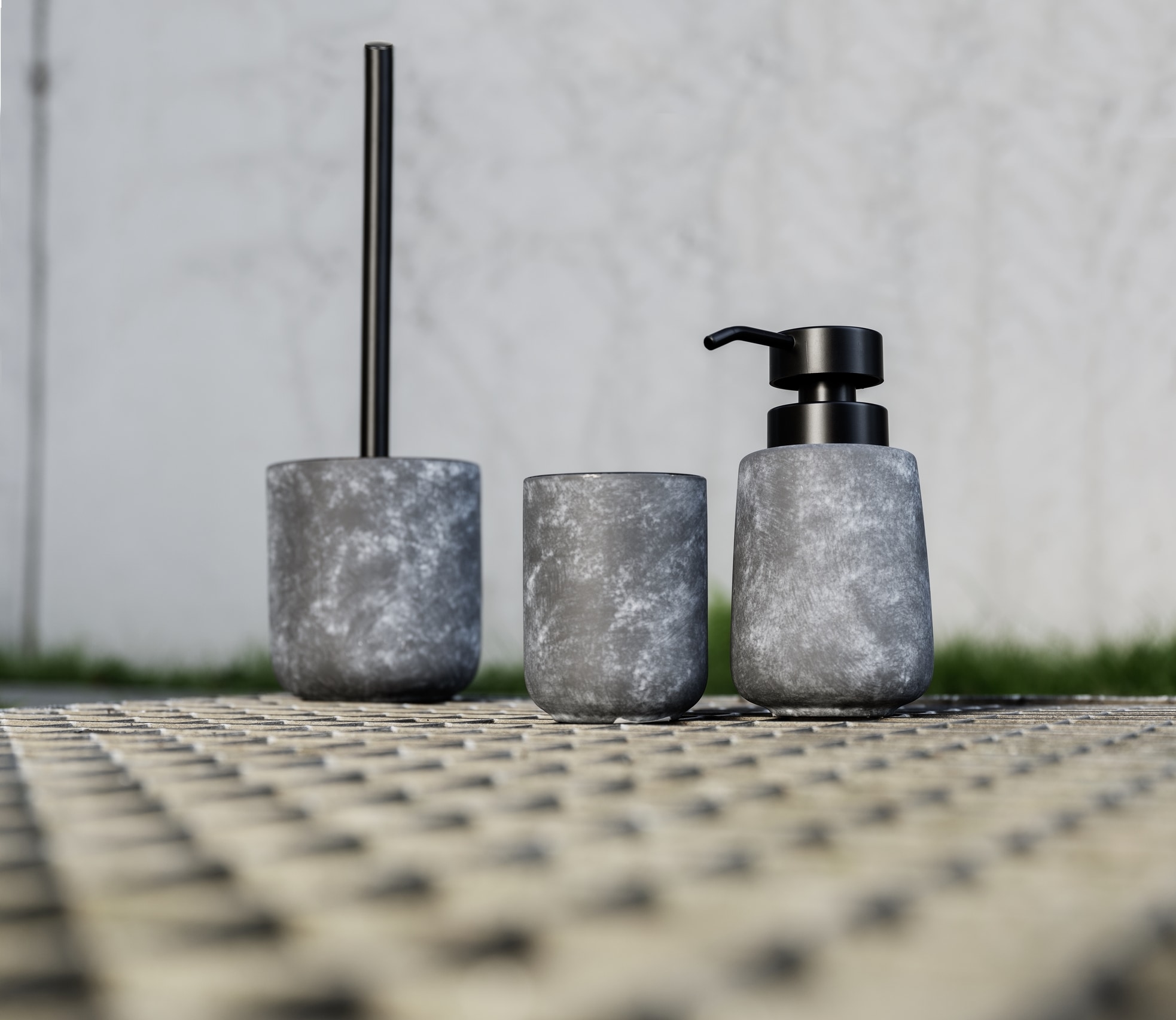 WENKO Badaccessoire-Set »Sacile« bestehend aus Seifenspender und Zahnputzbecher, Keramik in Beton-Optik