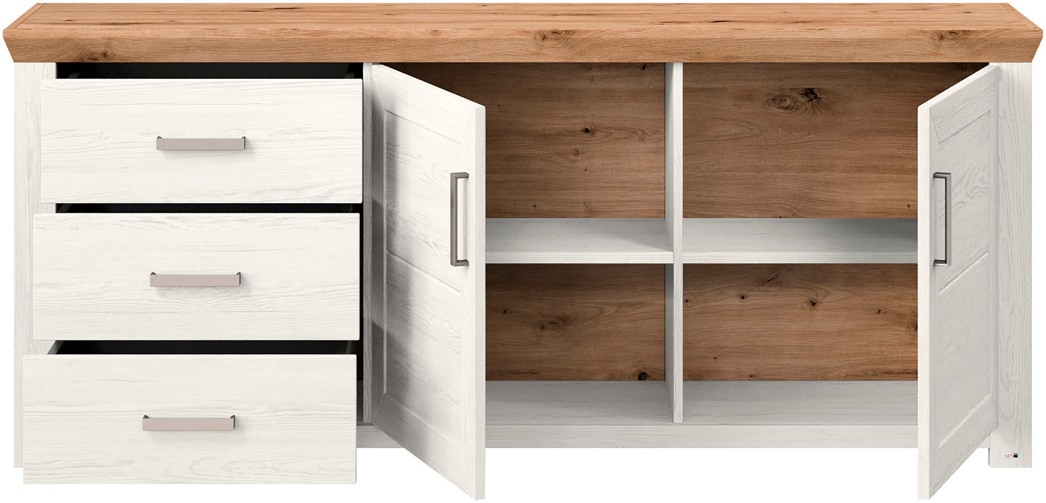 set one by Musterring Sideboard »York« Typ 51, mit viel Stauraum, Bügelgriff silber, B 184 x H 79 cm