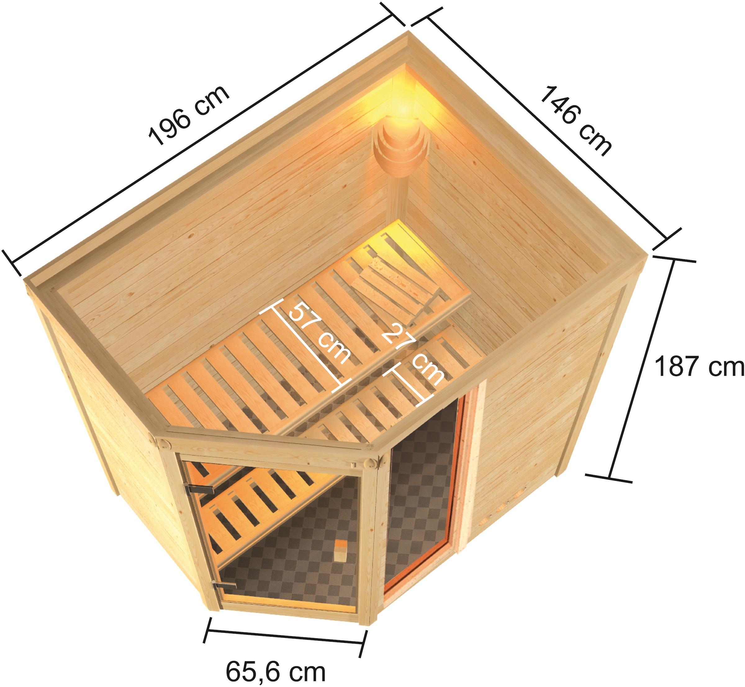 welltime Sauna »Josie«, 9-kW-Bio-Ofen mit ext. Steuerung
