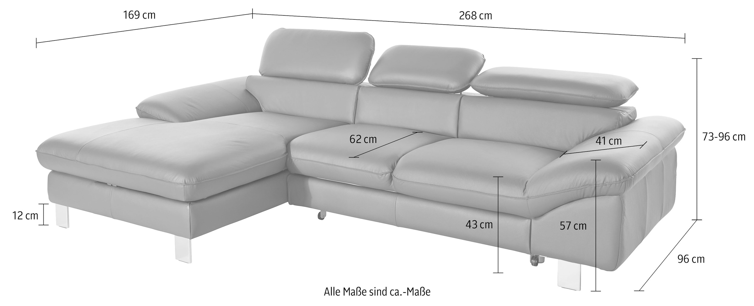 COTTA Ecksofa »Driver L-Form, B: 268 cm« Kopfteilverstellung, optional Bettfunktion & Bettkasten