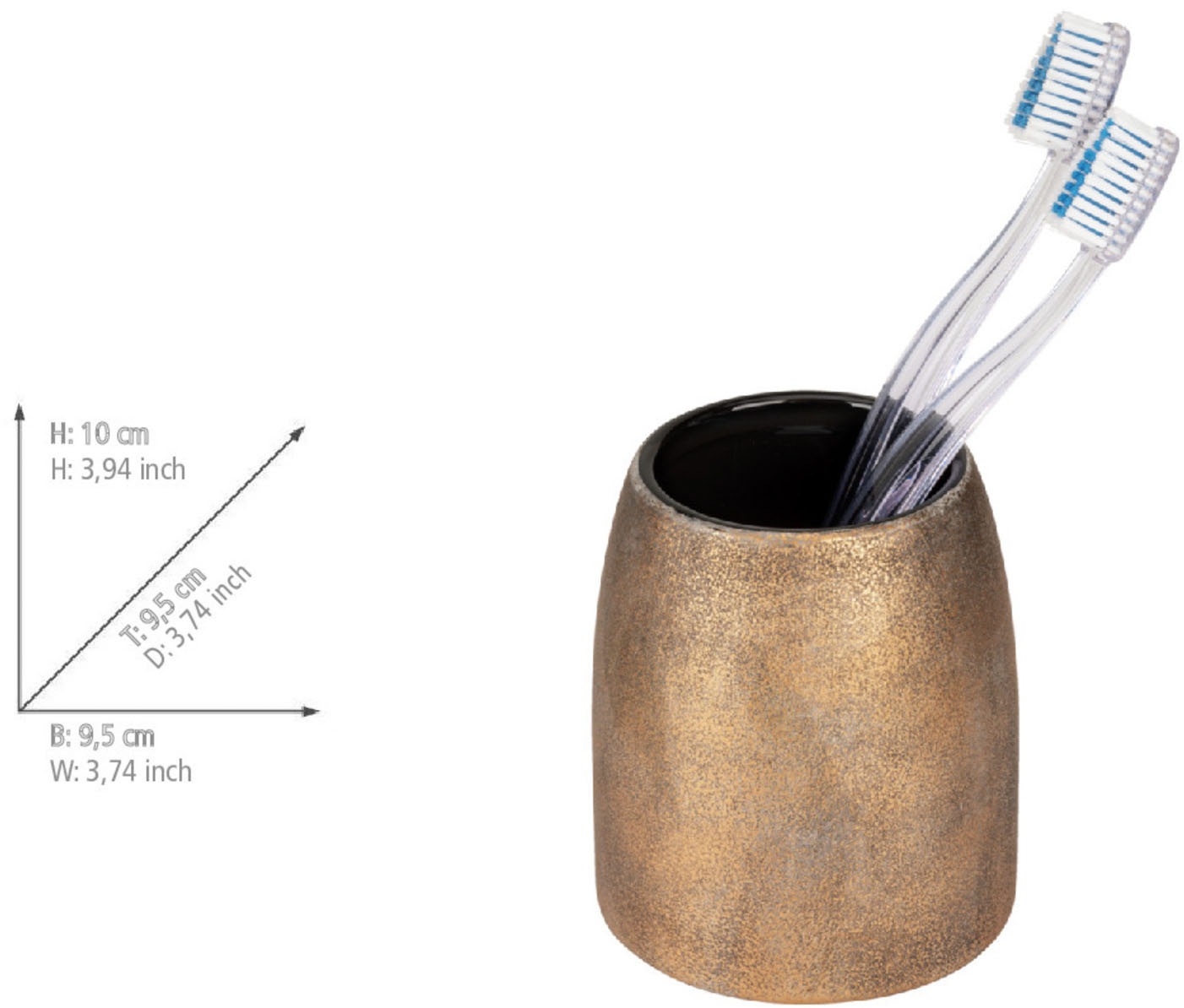 WENKO Badaccessoire-Set »Tremea« bestehend aus Seifenspender und Zahnputzbecher, Keramik in bronze matt