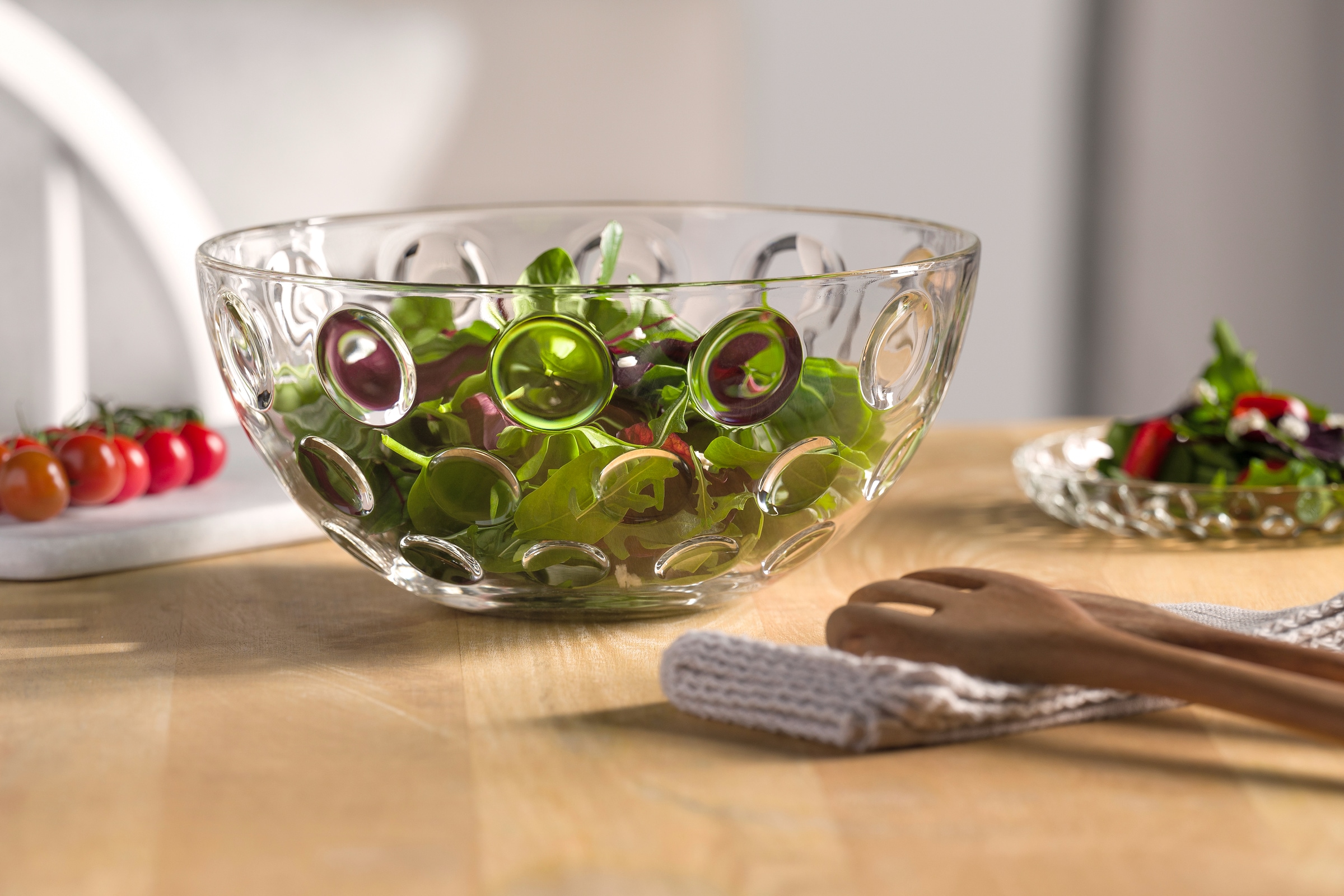 LEONARDO Schale »Schalen-Set CUCINA OPTIC, 5er Set, 4x Ø 14 cm & 1x Ø 28 cm«, 5 tlg., aus Glas, spülmaschinengeeignet