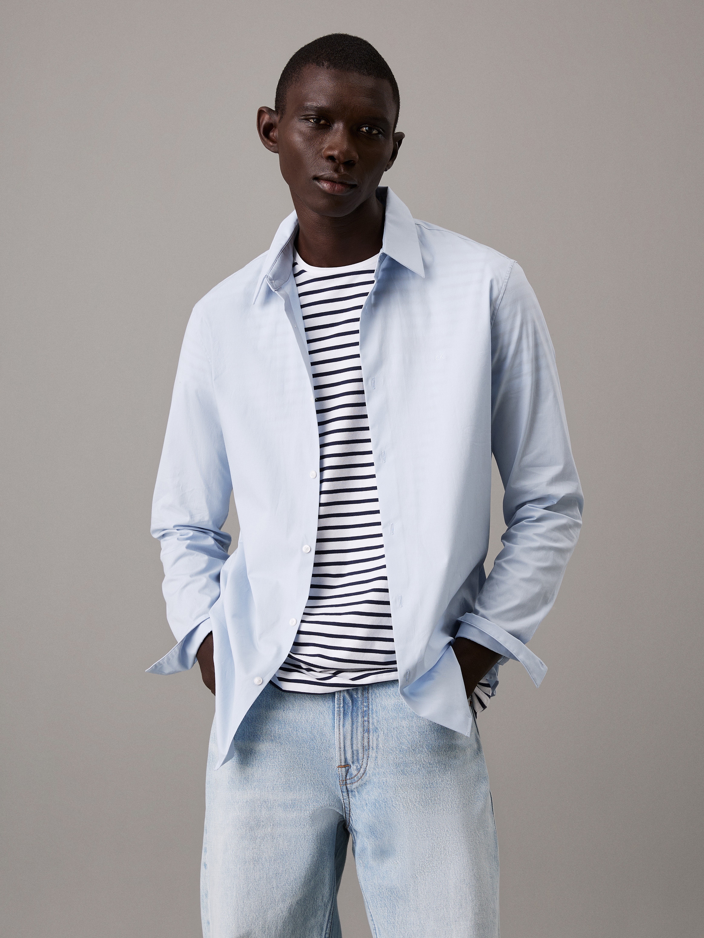 Calvin Klein Herren Langarmhemd »LONG SLEEVE SOLID STRETCH SLIM SHIRT« slim fit, in Unifarbe, Größe XL