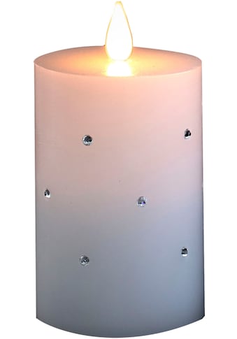 LED-Kerze »LED Echtwachskerze, 1 warm weiße Diode, batteriebetrieben«, 4/8h Timer,...