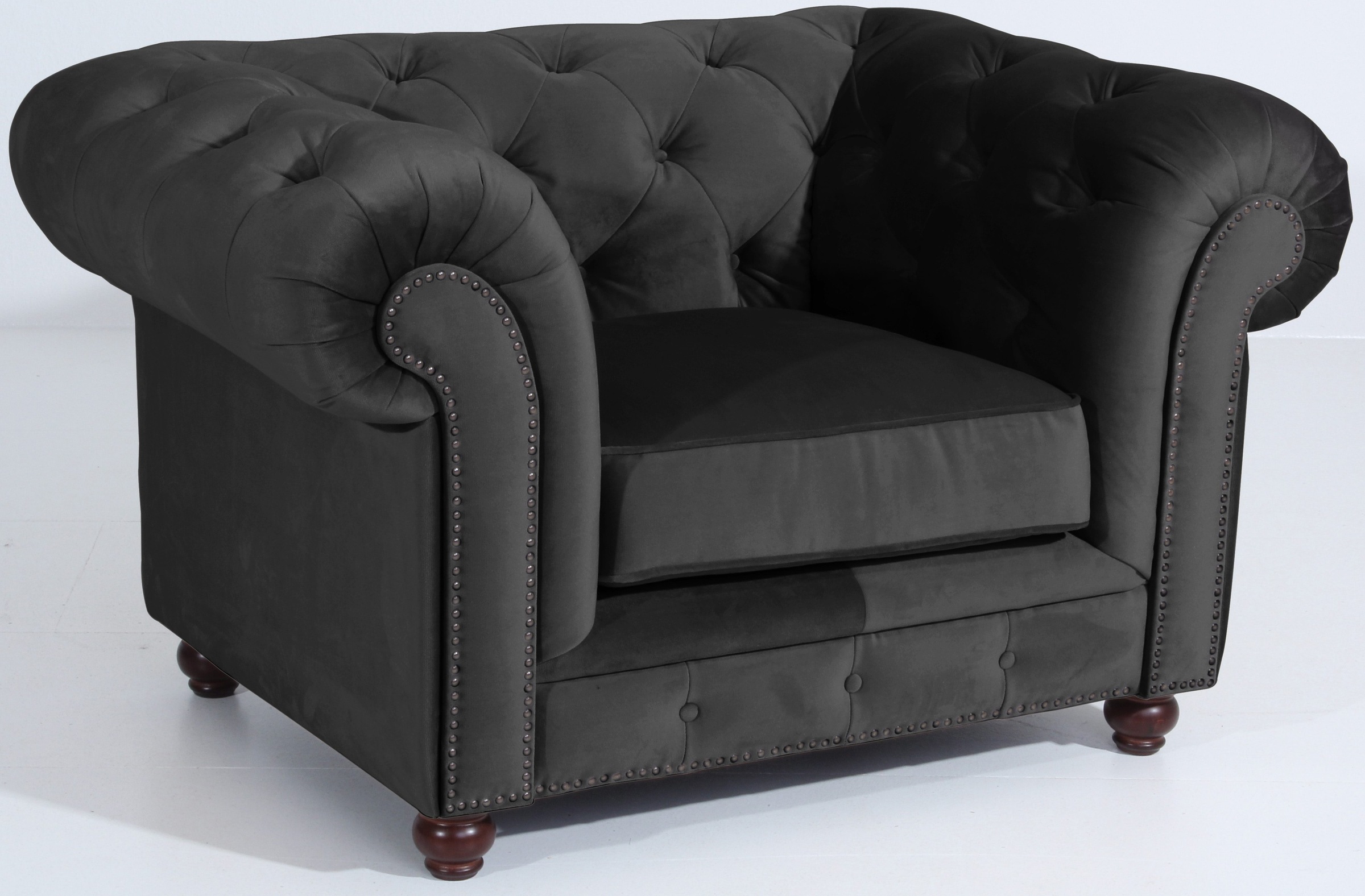 Max Winzer® Polstergarnitur »Old England Chesterfield, hochwertig und elegant«, (3 tlg.), mit edler Knopfheftung, 3-tlg.