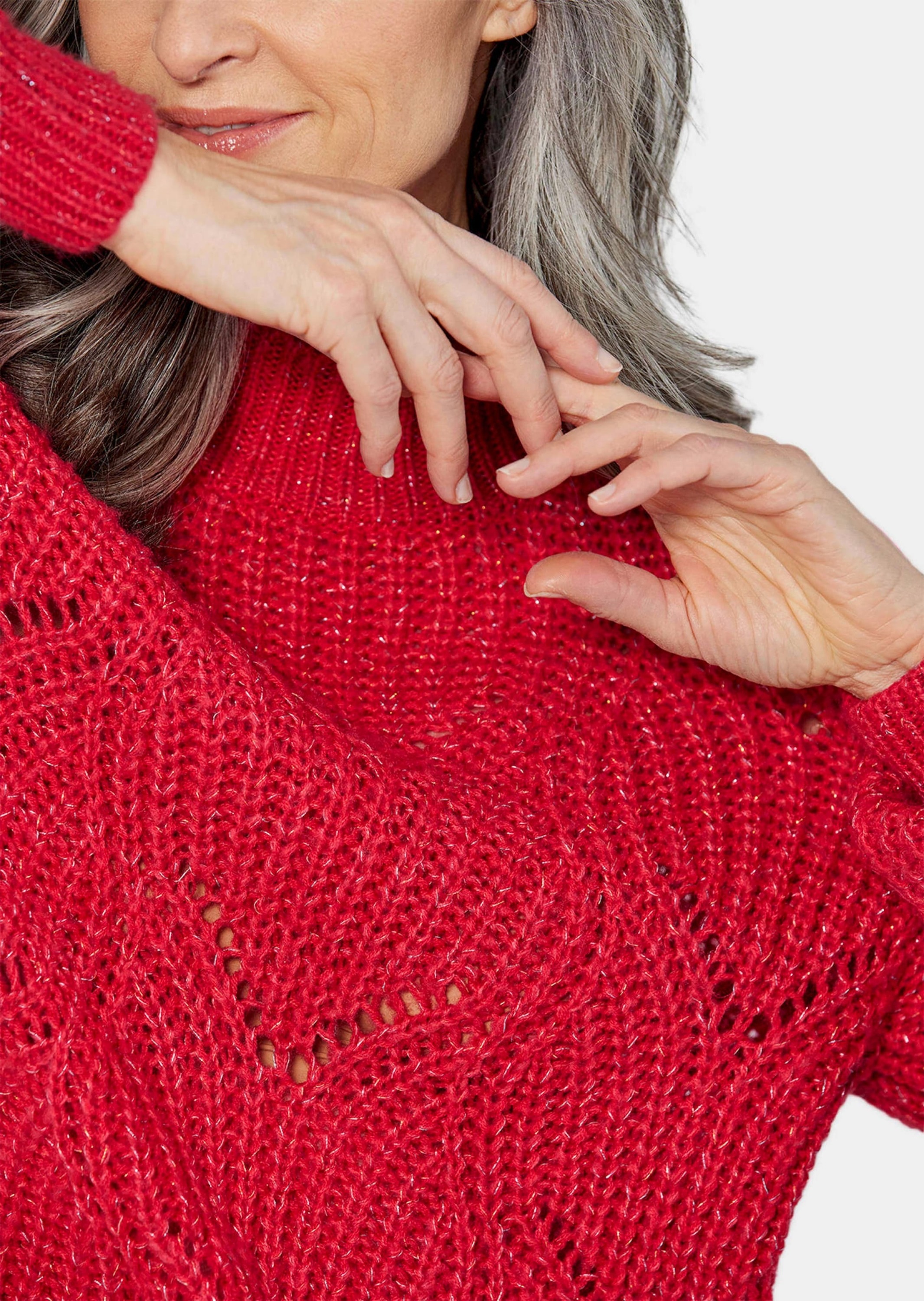 GOLDNER Rundhalspullover »Strickpullover mit Ajourmuster«