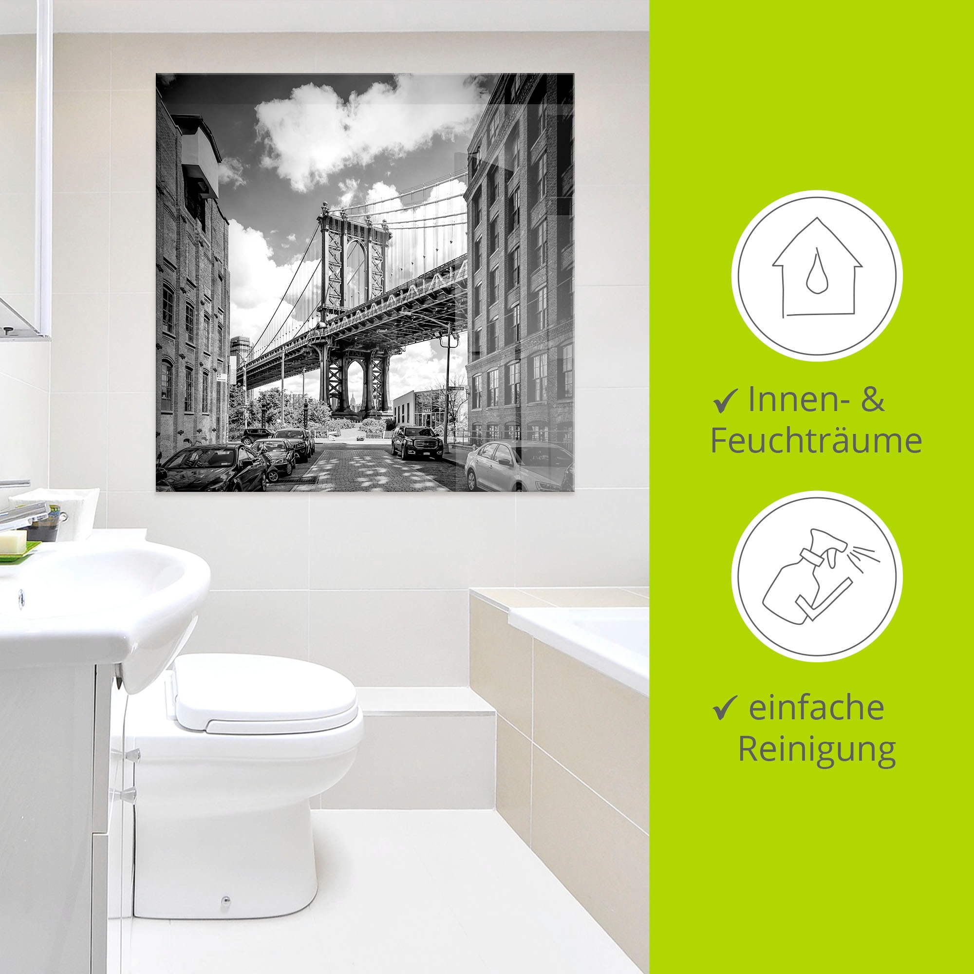 Artland Glasbild »New York City Manhattan Bridge I« Amerika 1 Stk. tlg. in verschiedenen Größen