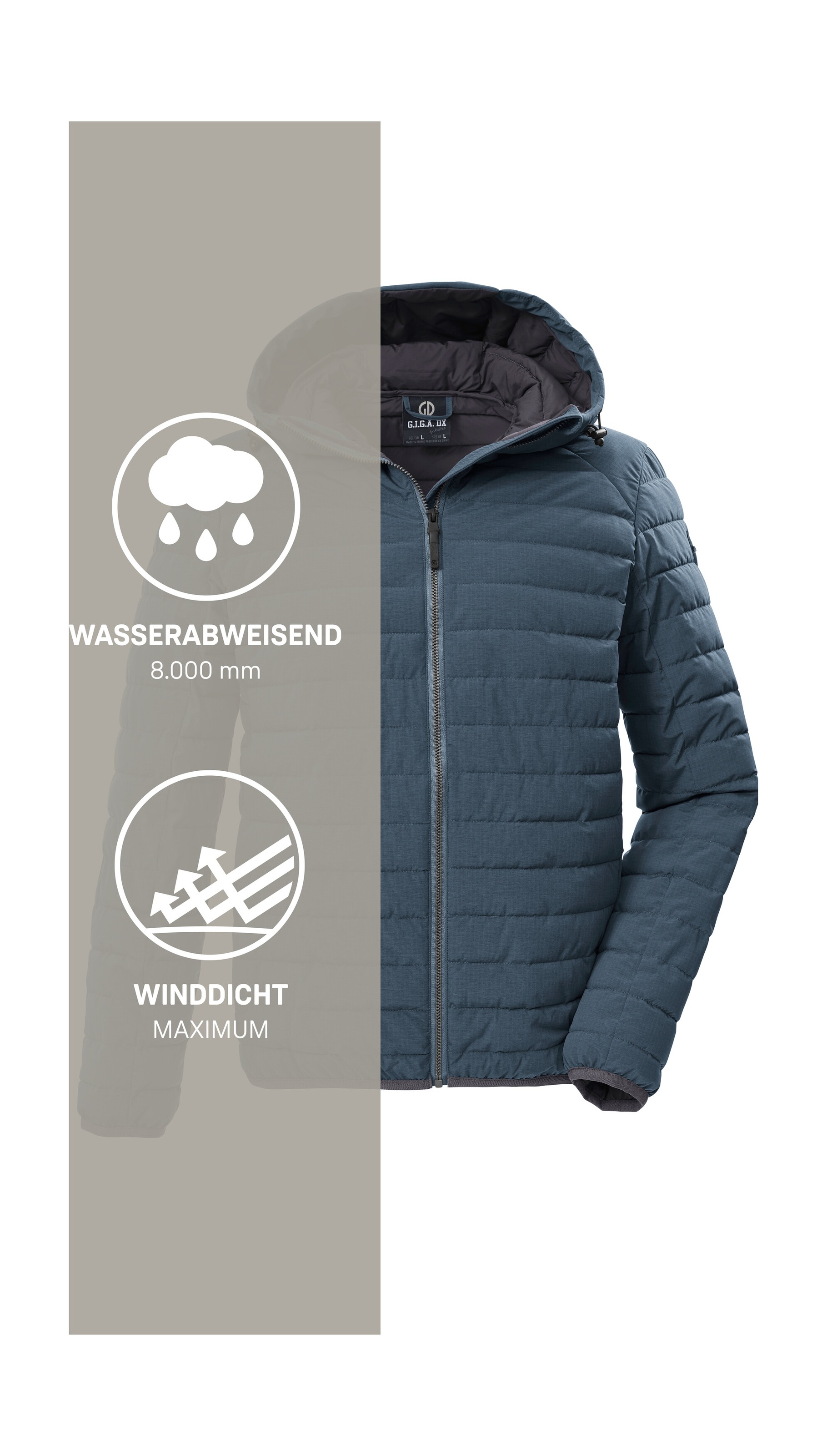 G.I.G.A. DX by killtec Steppjacke »GS 86 MN QLTD JCKT« Schmale, wasserabweisende Herren Steppjacke mit abnehmbarer Kapuze