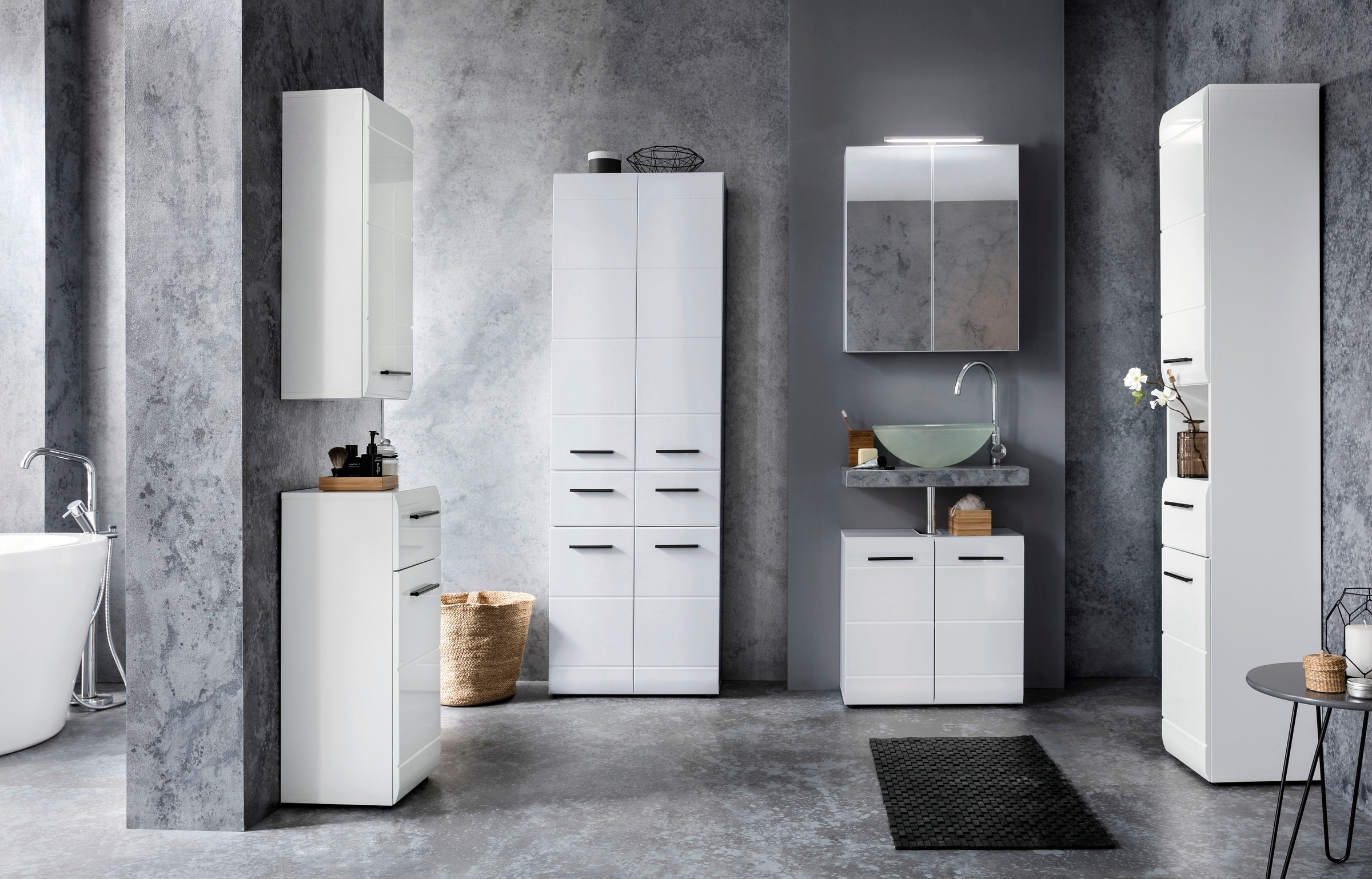 welltime Unterschrank »Sovana« Kommode mit 1 Tür & 1 Schublade - (B/T/H) 30/31/79 cm