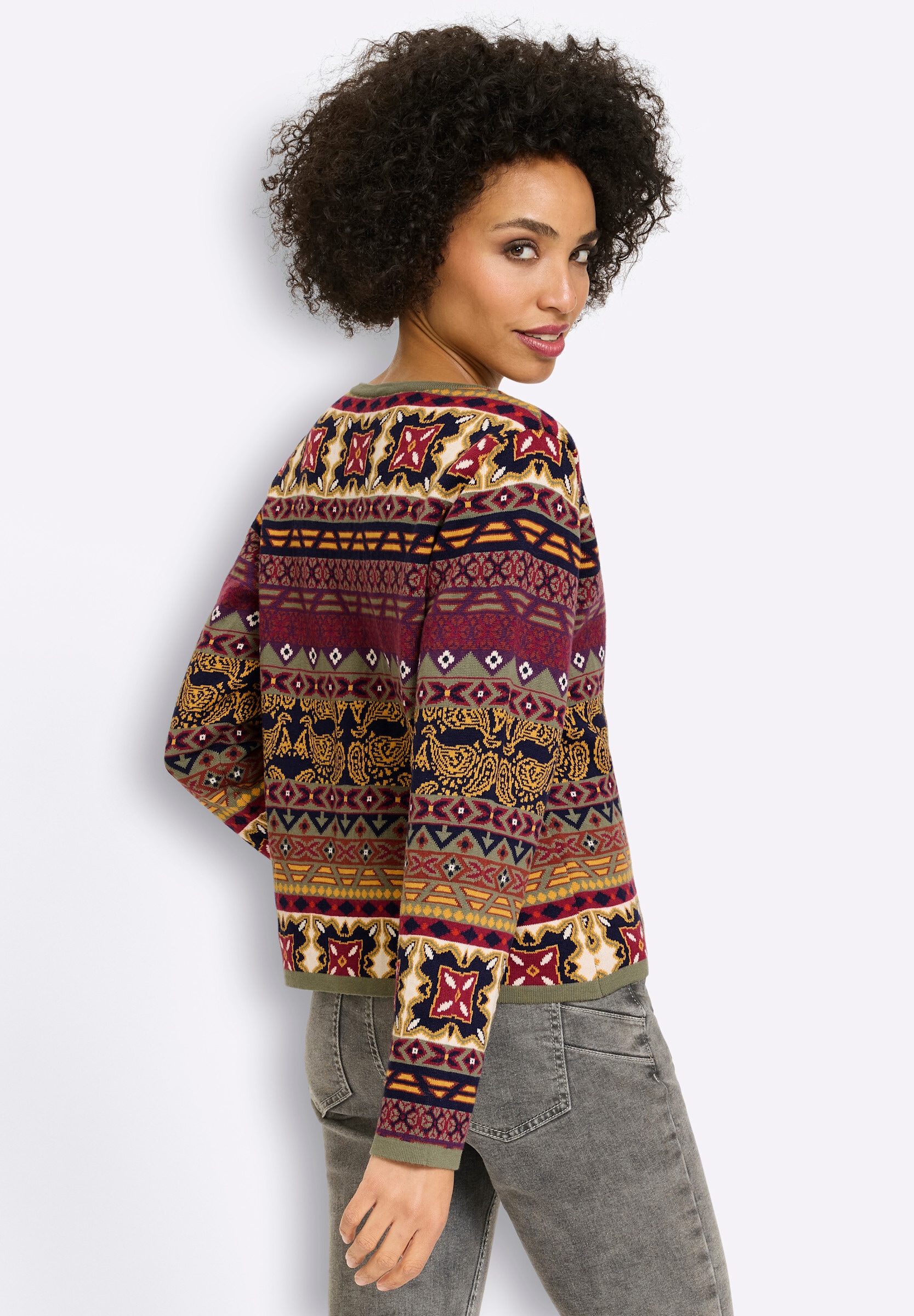 heine Strickjacke »Strickjacke Jacquardstrickjacke im bunten Farbmix«