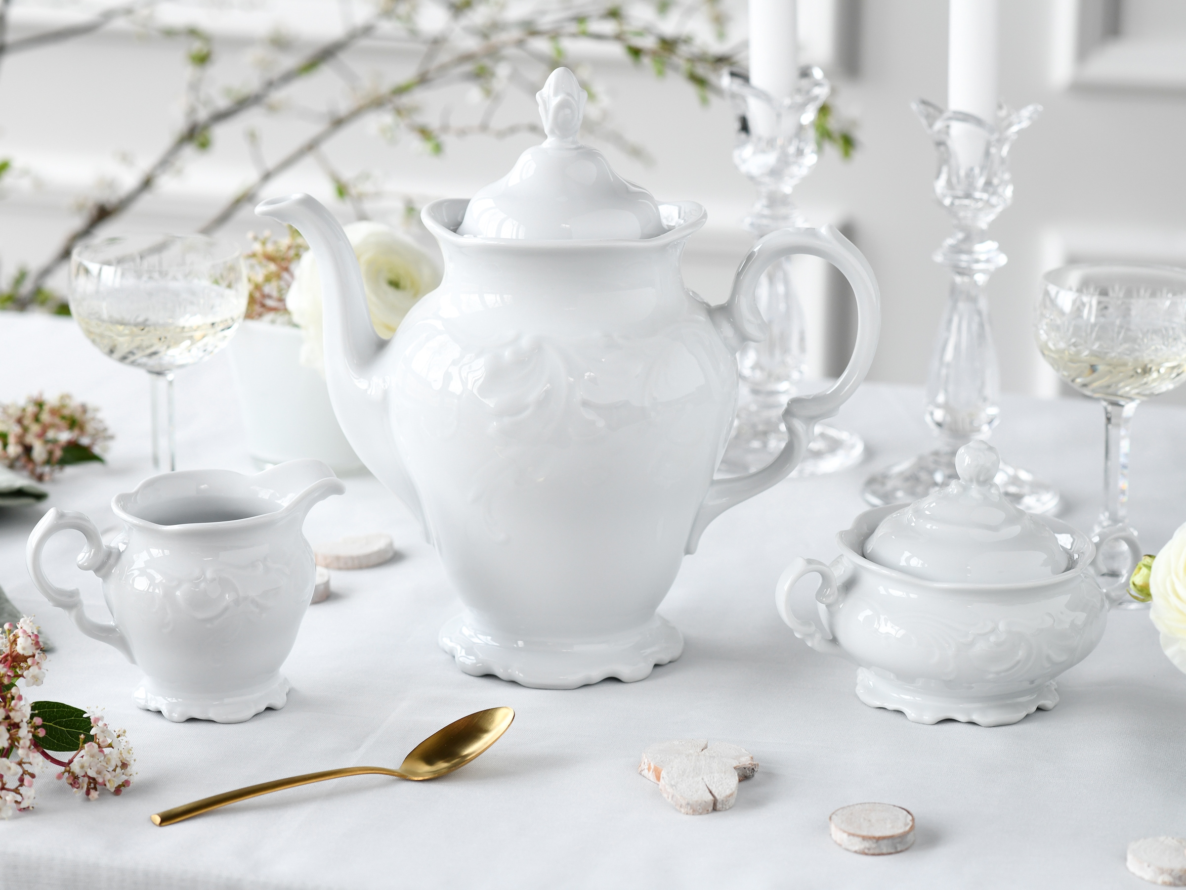 CreaTable Milch- und Zuckerset »Frederike Weiss, Kaffeegarnitur 3-tlg.« Klassisch, Zeitlos