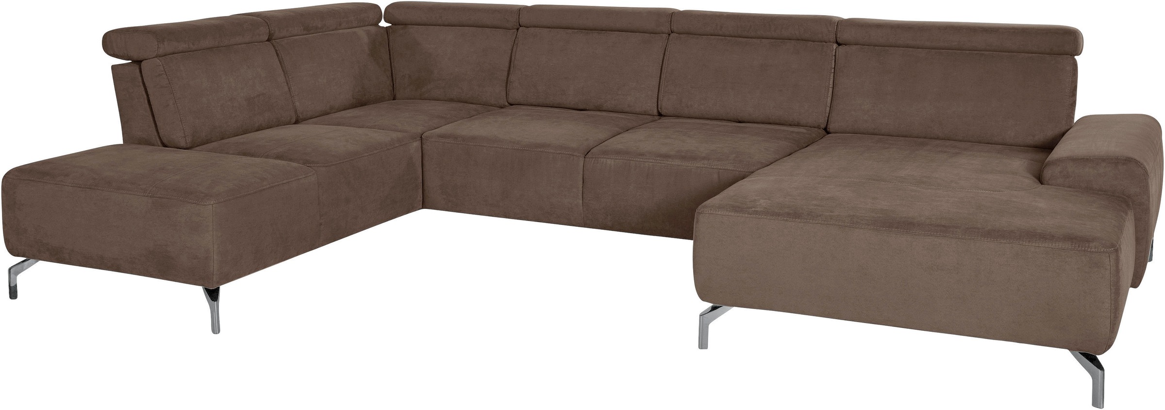 sit&more Wohnlandschaft »Gizeh U-Form«, 15 cm Fußhöhe, inklusive Sitztiefenverstellung und Kopfteilverstellung