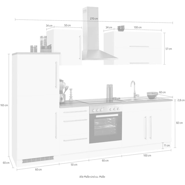 HELD MÖBEL Küchenzeile »Samos«, mit E-Geräten, Breite 270 cm im OTTO Online  Shop