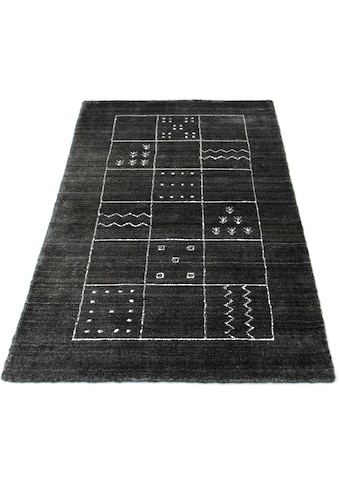 Wollteppich »Vintage Teppich handgeknüpft schwarz«, rechteckig