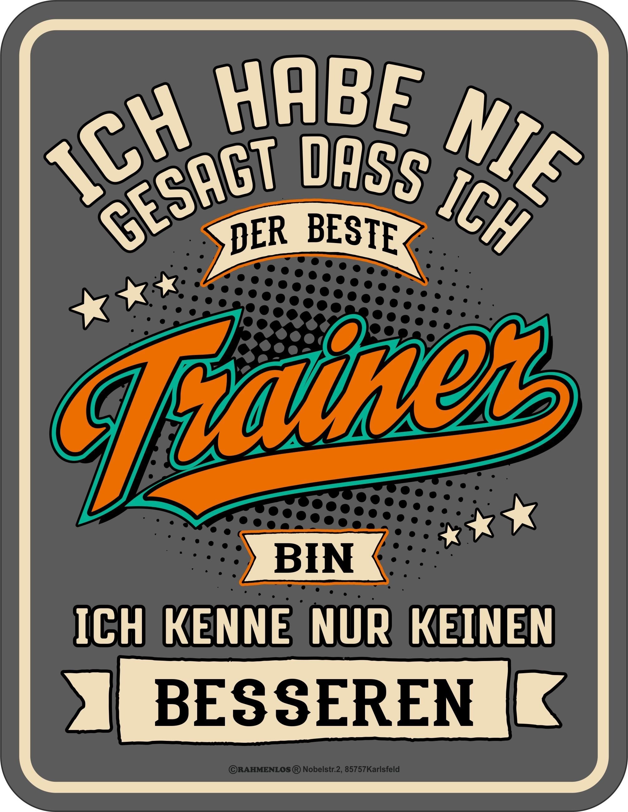 Rahmenlos Blechschild für den besten Trainer