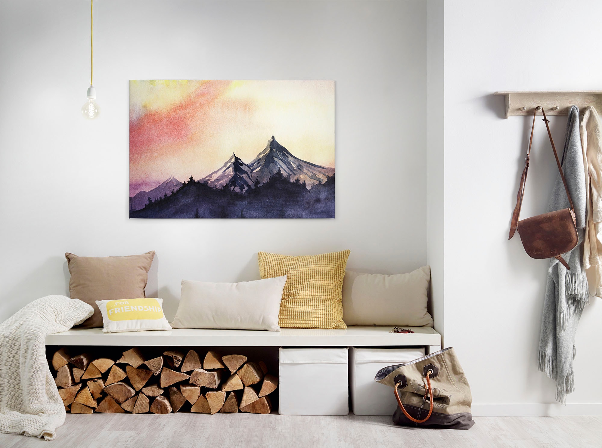 Leinwandbild »Mountain Paint«, Wald, (1 St.), Berg Bild Landschaft Keilrahmen