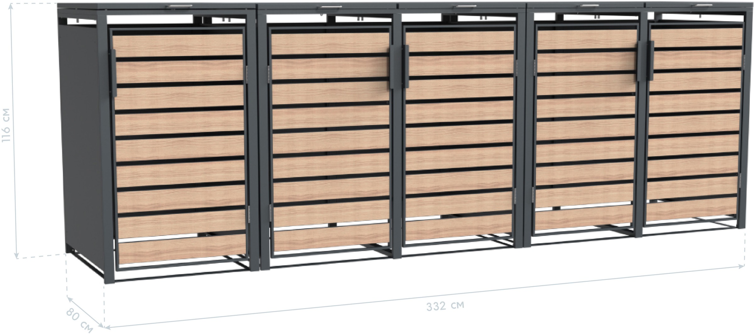 WESTMANN Mülltonnenbox »Lacina« Platz für 5 Mülltonnen je 240 L, BxHxT: 332x80x116 cm