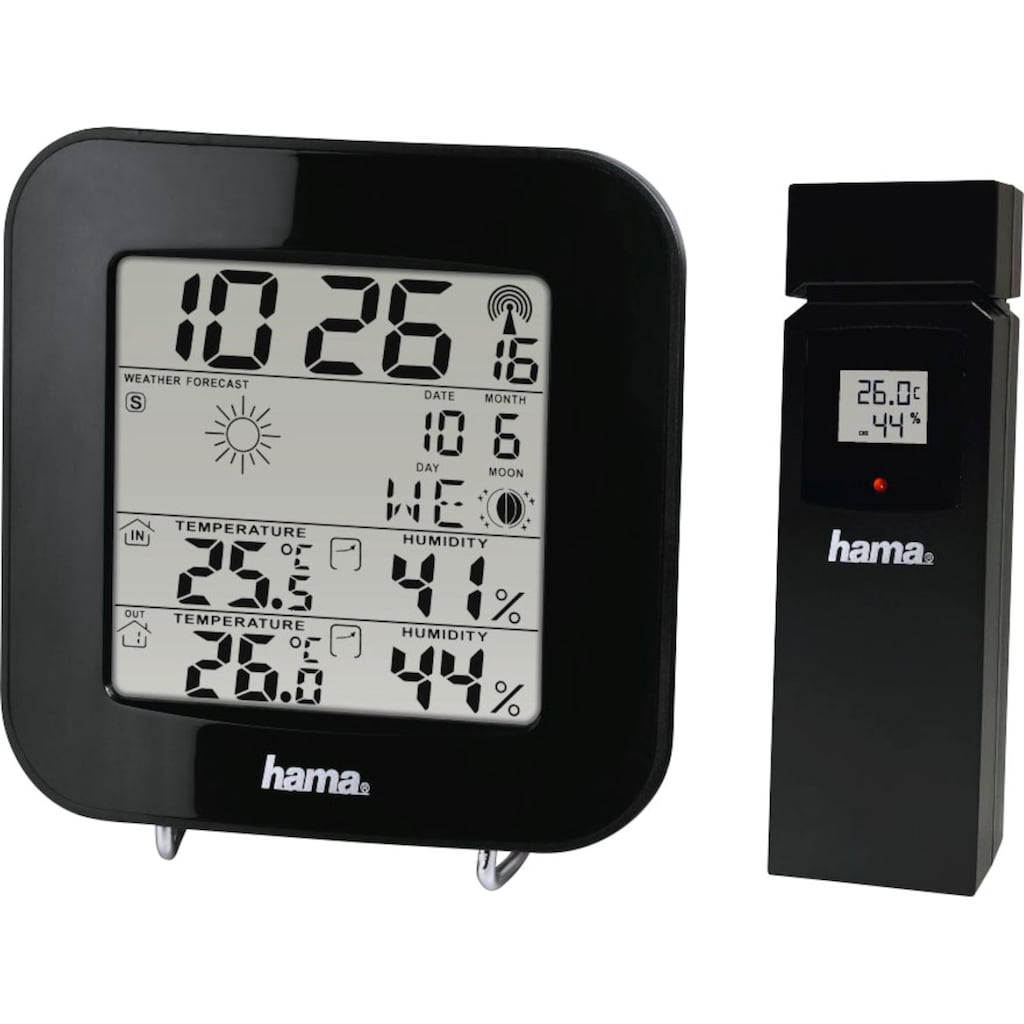 Hama Wetterstation »Wetterstation "EWS-200", Schwarz Mit Funk-Außensensor«