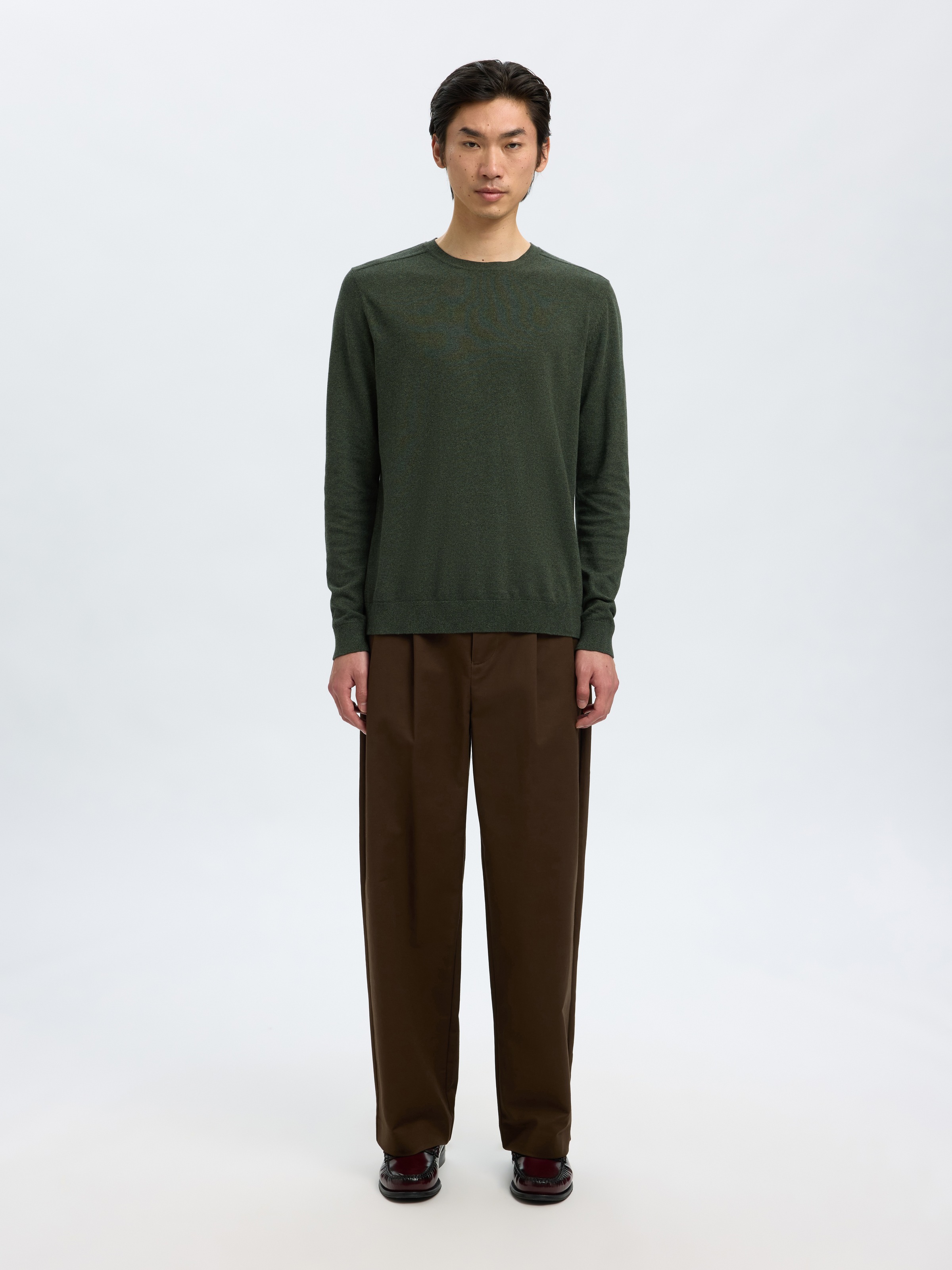 SELECTED Rundhalspullover »SLHBERG CREW NECK NOOS« Baumwolle, regular fit