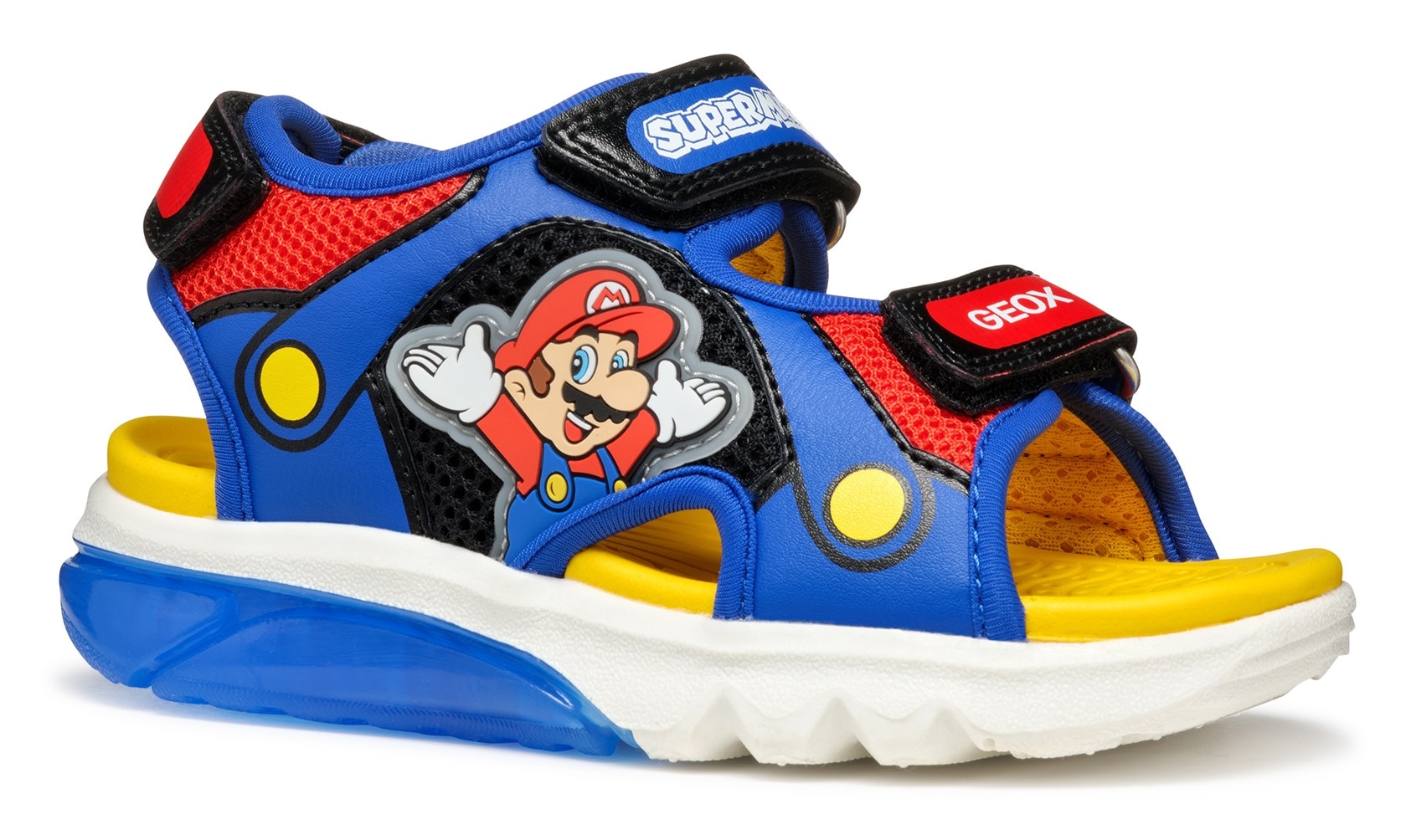 Geox Sandale »J SANDAL CIBERDRON B Blinkschuh«, Klettschuh in buntem Design mit Super Mario Motiv und Blinkfunktion