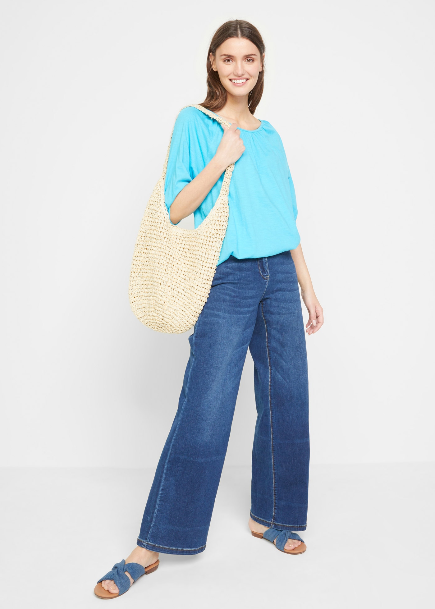 bonprix T-Shirt »Shirt aus reiner Baumwolle« Ballonform, lockere Passform, Halbarm-Design, aus reiner Baumwolle