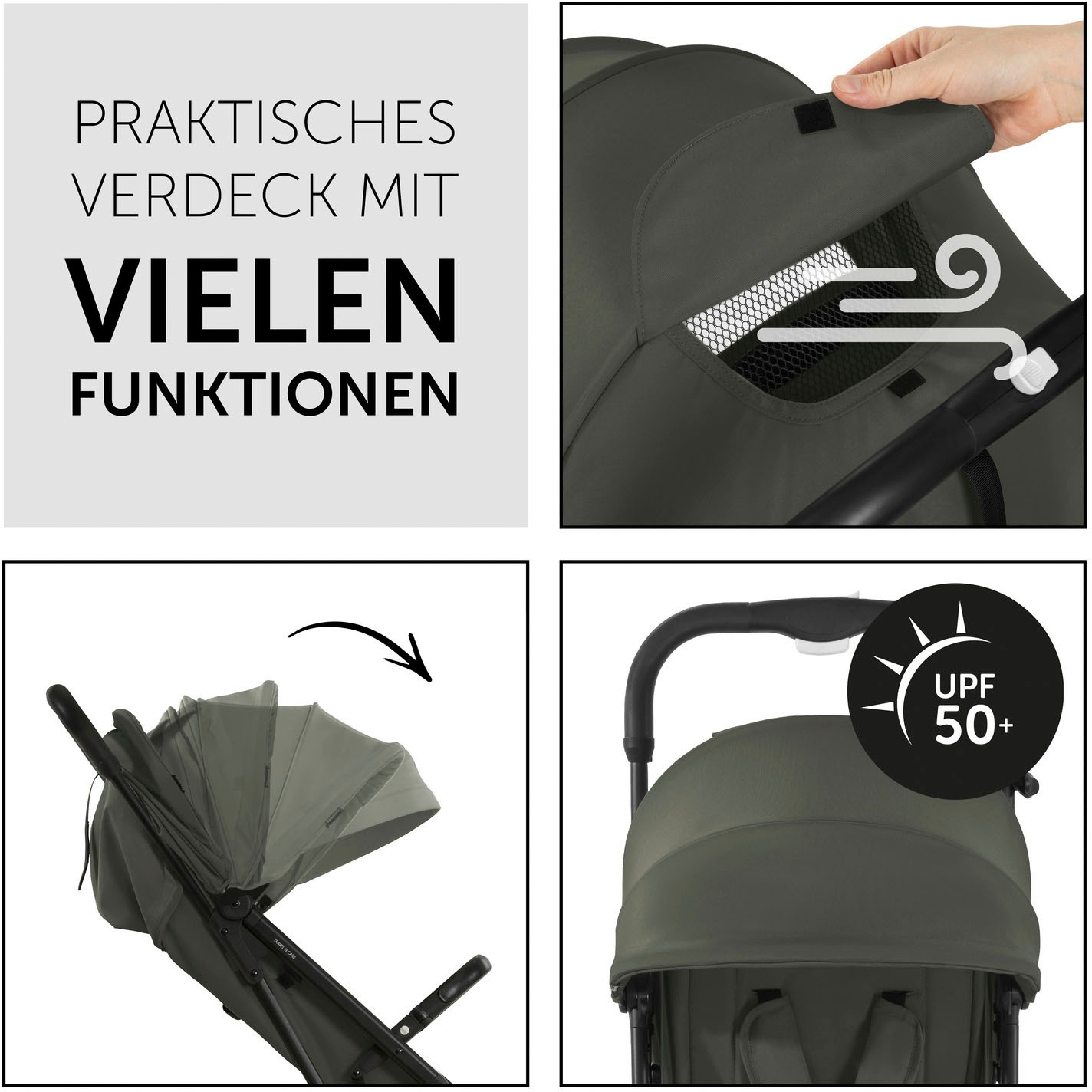 Hauck Kinder-Buggy »Travel N Care, dark olive«, 22 kg