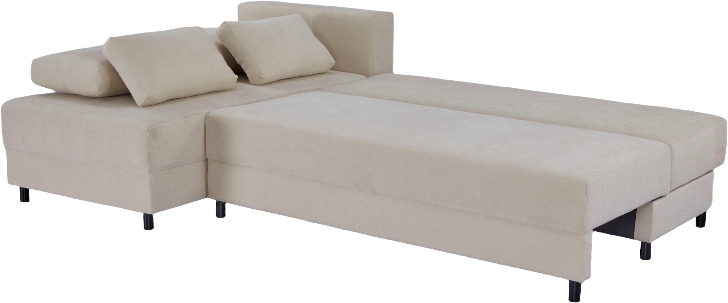 OTTO home Schlafsofa »ONNIKO Ecksofa L-Form, Breite: 240 cm, Feinstruktur-Bezug« mit Bettfunktion & Bettkasten (Liegefläche 120 cm / 240 cm)