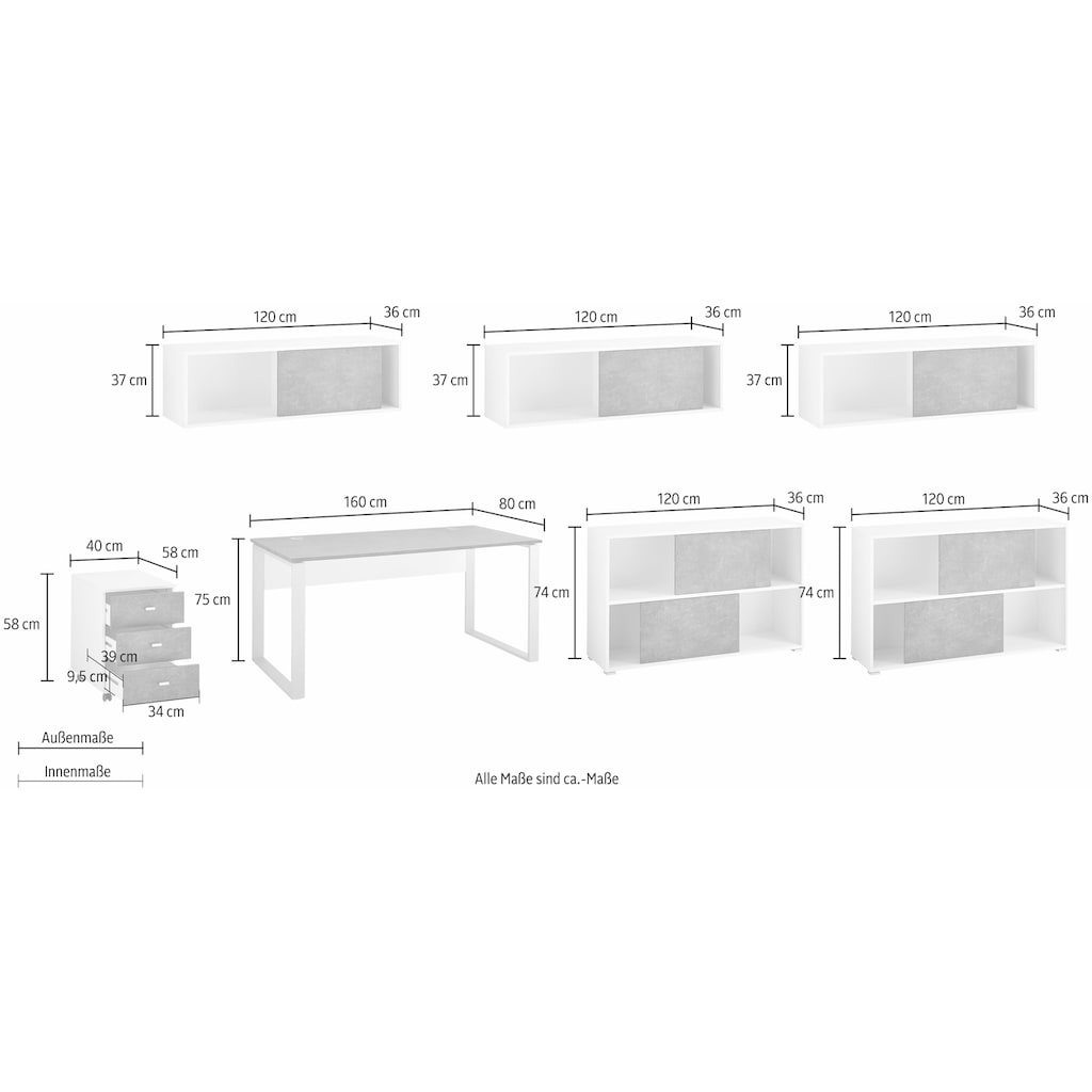 GERMANIA Büro-Set »Altino«, (Set, 7 tlg.)