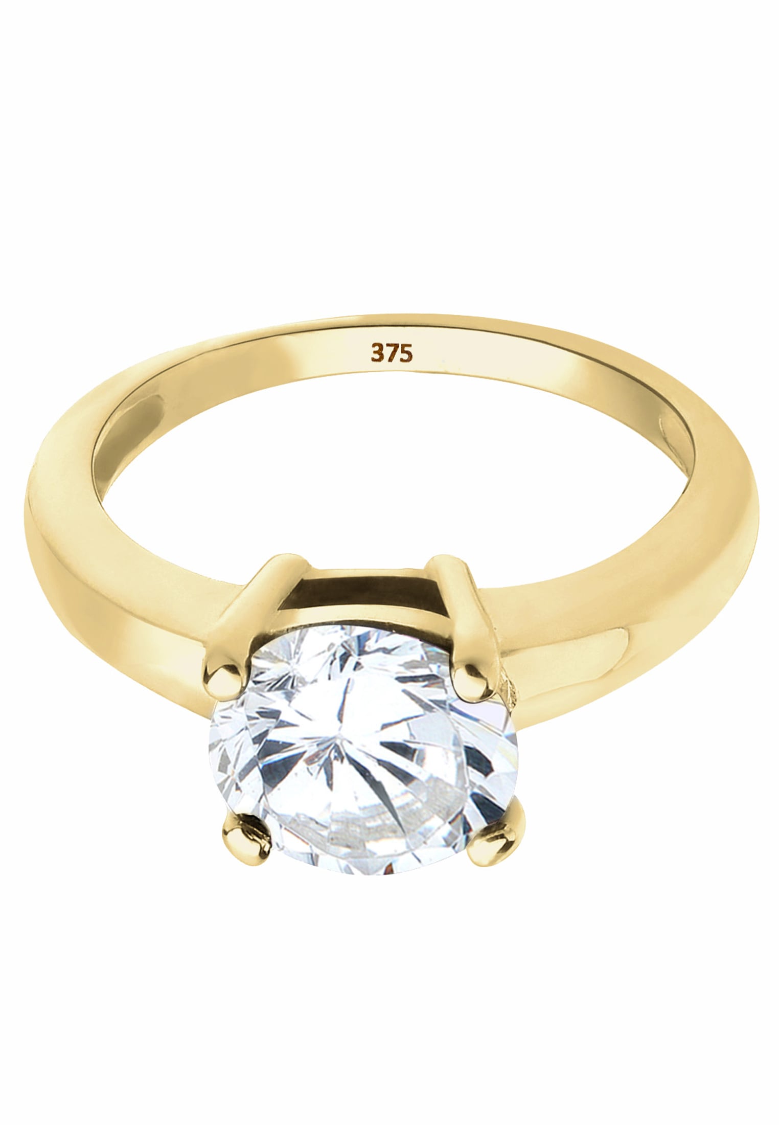 Elli Premium Silberring »Ring Solitär Zirkonia Weiß 375 Gelbgold«