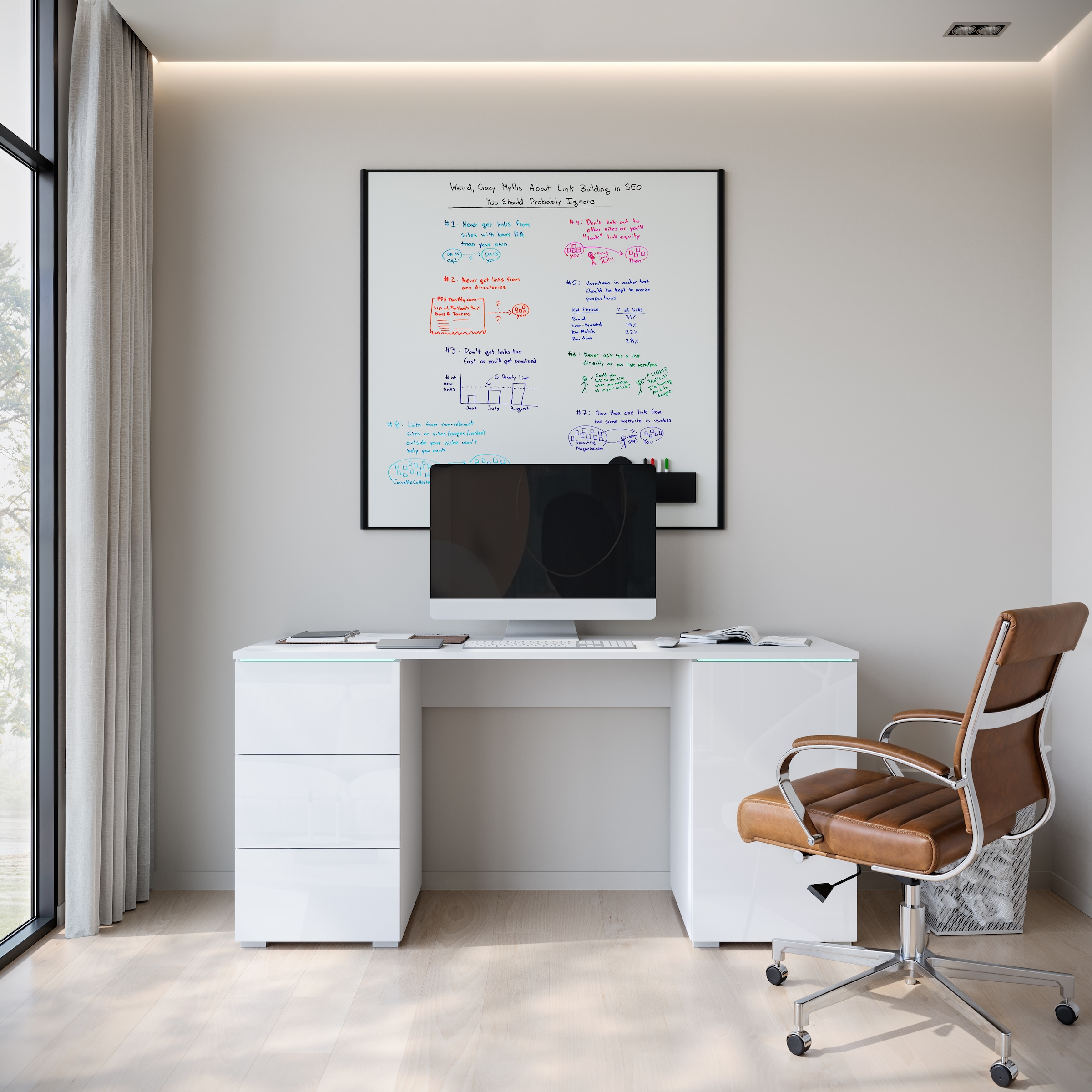 Home affaire Schreibtisch »Vera, Computertisch mit LED-Beleuchtung« 1 Stk. tlg. Bürotisch mit LED, Push-to-Open, 3 Schubladen & Stauraum