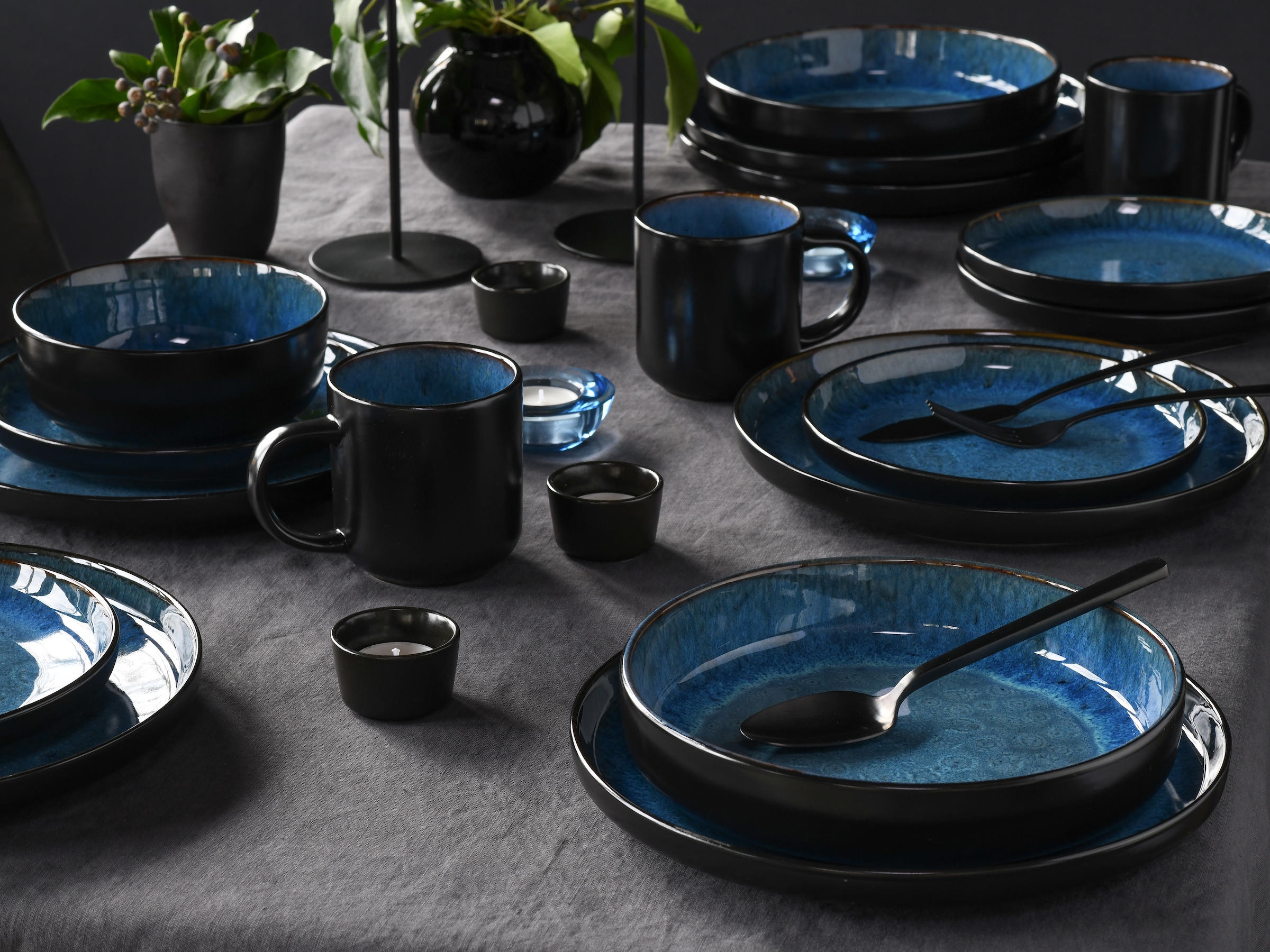 CreaTable Kombiservice »Nordic Fjord, Kombiservice 16-tlg« Reaktivglasur, Scandi-Style