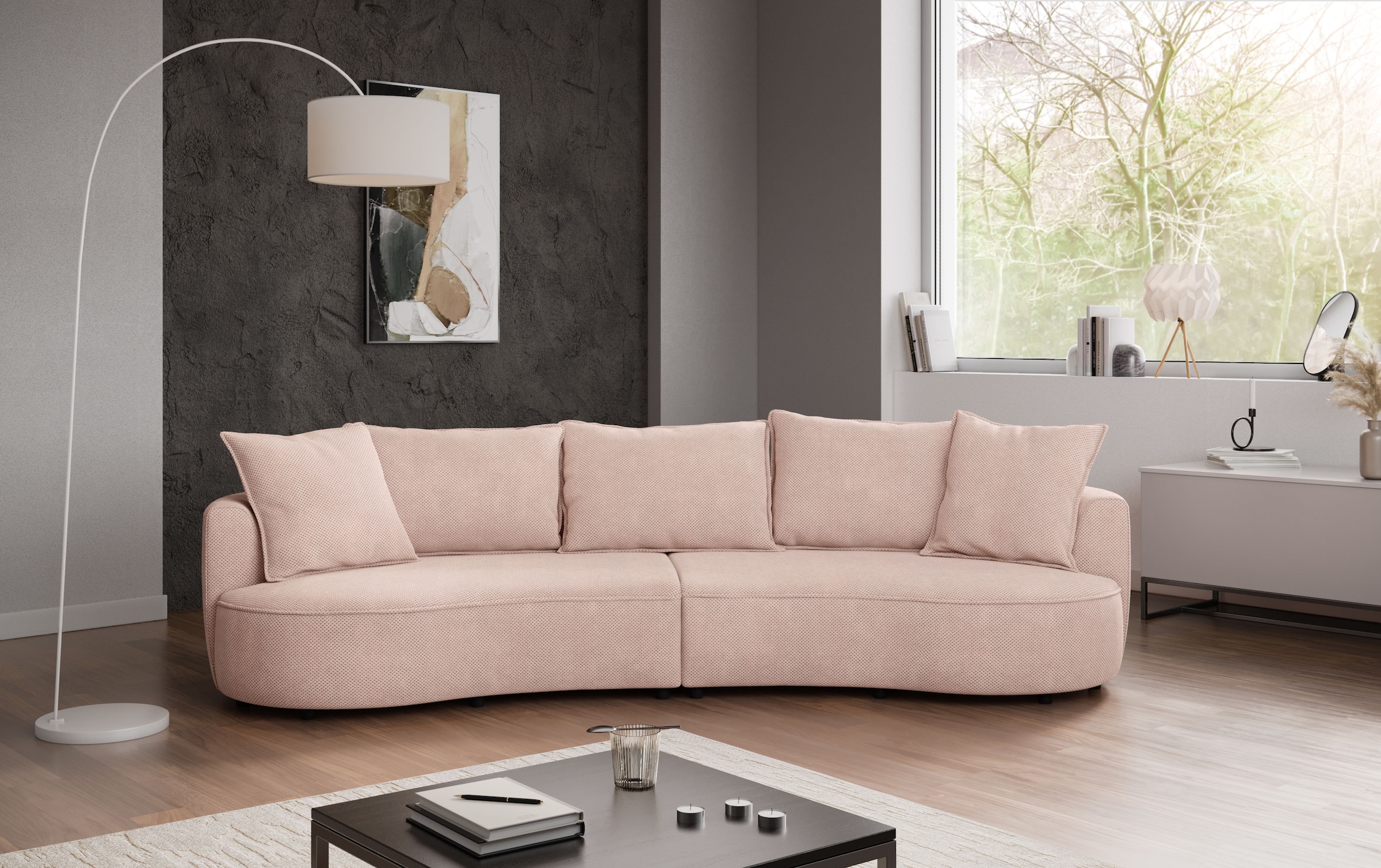 OTTO home Loungesofa »Sana, Breite 296 cm« Loungesofa mit Wellenunterfederung