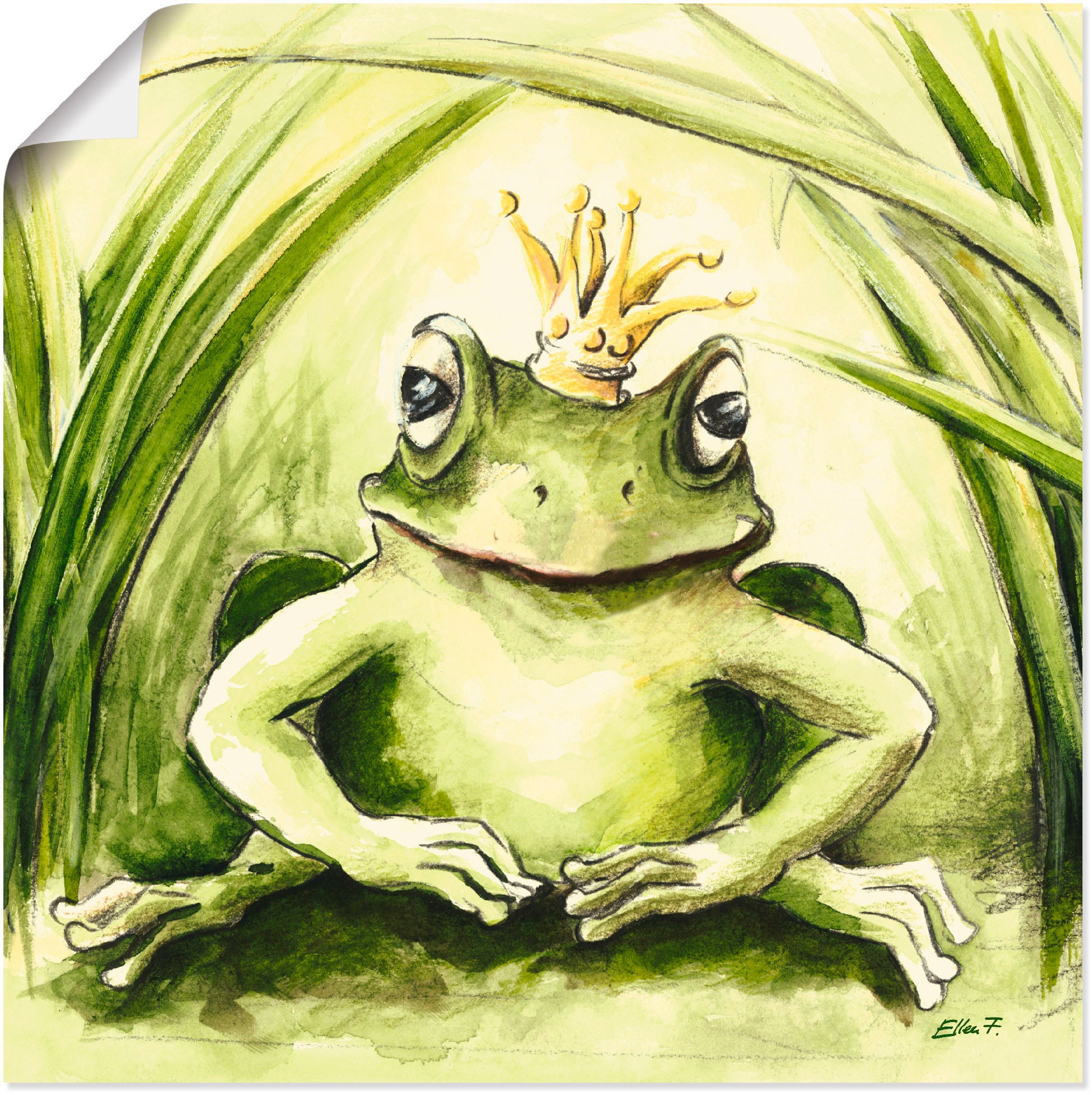 Artland Wandbild »Kleiner Frosch«, Geschichten & Märchen, (1 St.), in vielen Größen & Produktarten - Alubild / Outdoorbild für den Außenbereich, Leinwandbild, Poster, Wandaufkleber / Wandtattoo auch für Badezimmer geeignet