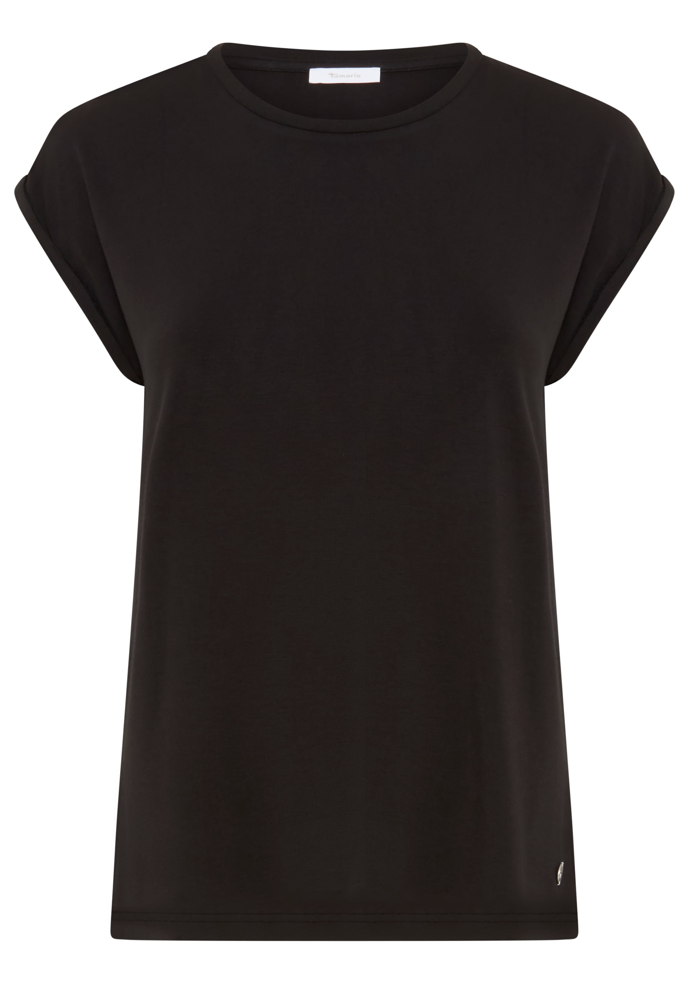 Tamaris T-Shirt Regular Fit, mit überlappenden Schultern, Kurzarm mit Aufschlag
