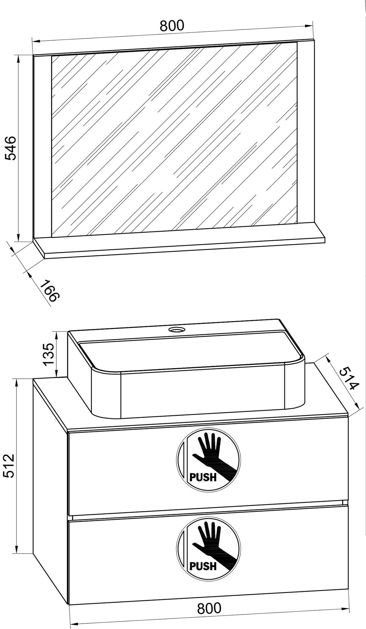 VCM Waschbeckenunterschrank »VCM 3-tlg. Waschplatz Waschtisch Badmöbel Set Waschbecken Lendas BL Breite 80 cm M Schublade«, (3 St.)