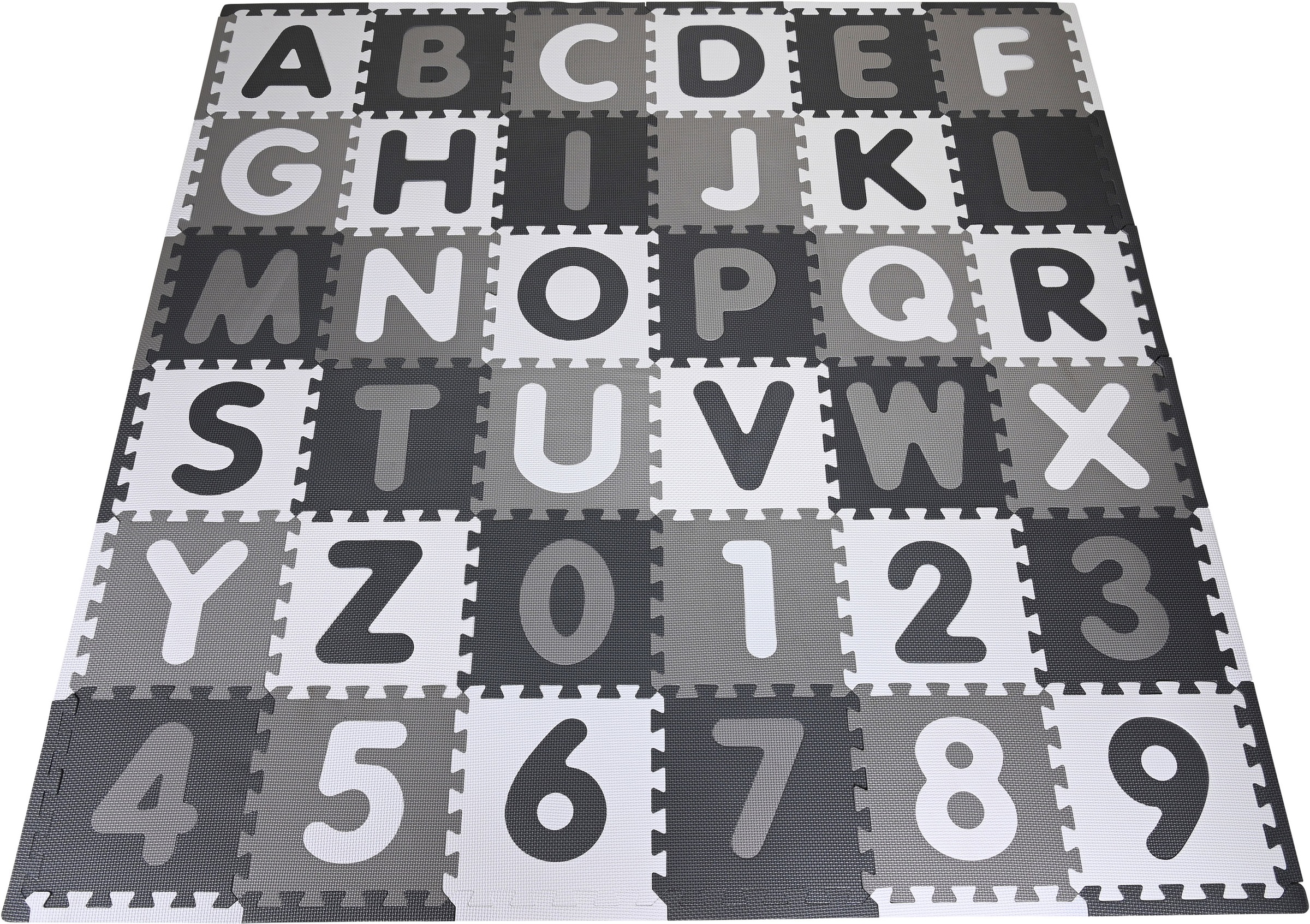 Knorrtoys® Puzzle »Alphabet + Zahlen, grau-weiß«, Puzzlematte, Bodenpuzzle