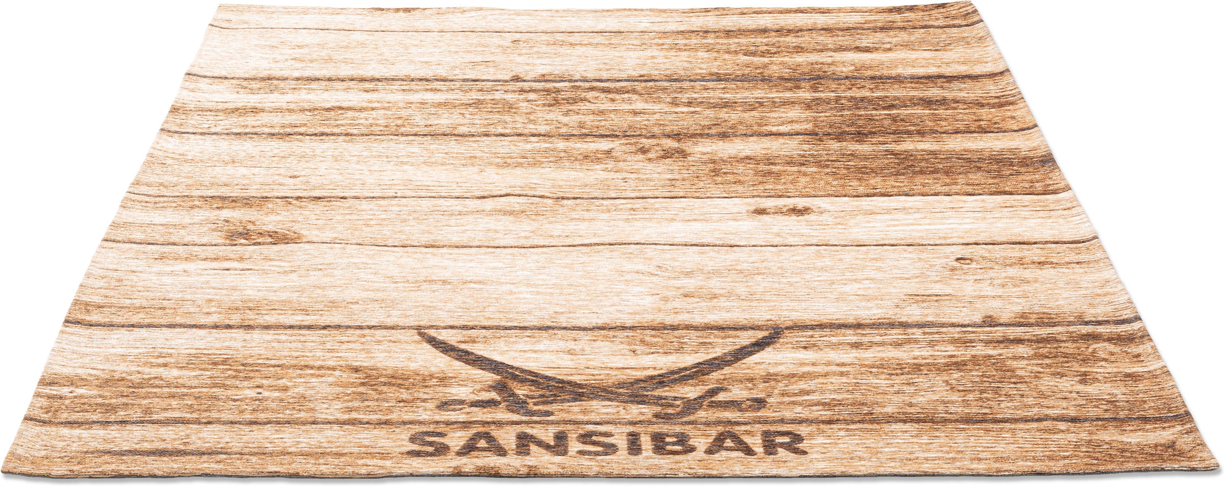 Sansibar Teppich »Keitum 009« rechteckig 3 mm Höhe Flachgewebe, Motiv Holzdielen & gekreuzte Säbel