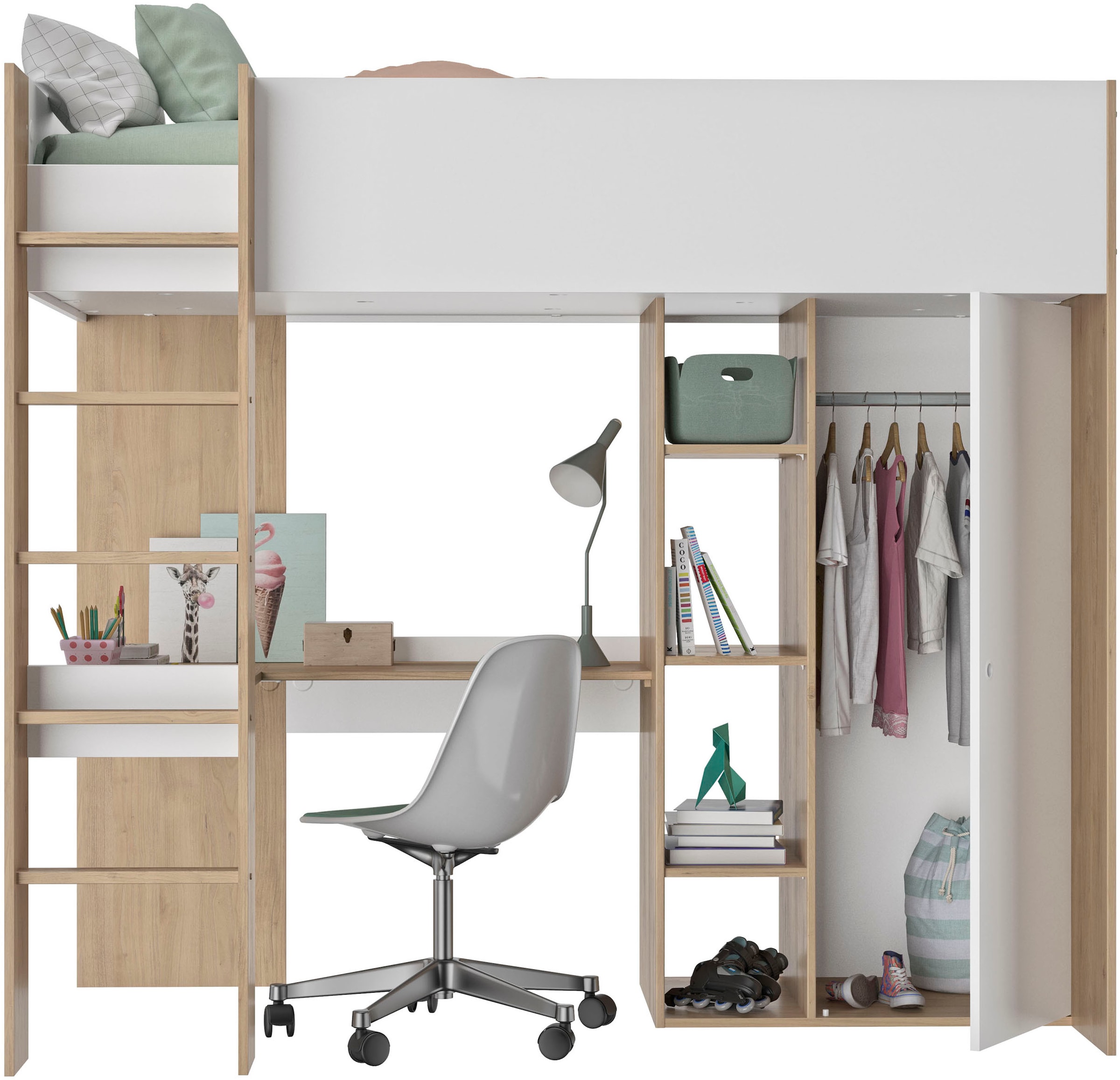 Gami Hochbett »MATIS Hochbett« Platzersparnis, super praktisch und funktional