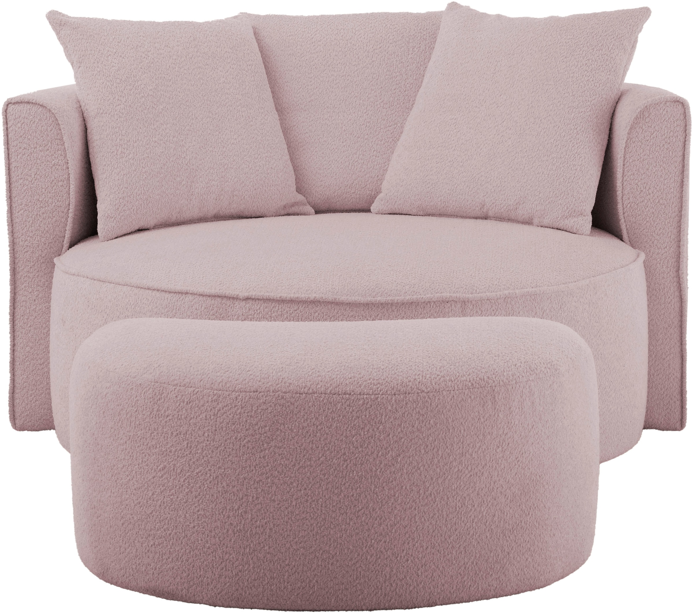 LeGer Home by Lena Gercke XXL-Sessel »ISALIE, Rundsessel mit Hocker, Lesesessel, Loveseat, Big-Sessel«, (Set), trendige Stoffe, 3 Zierkissen, große Sitzfläche, Cord, Samt, Bouclé